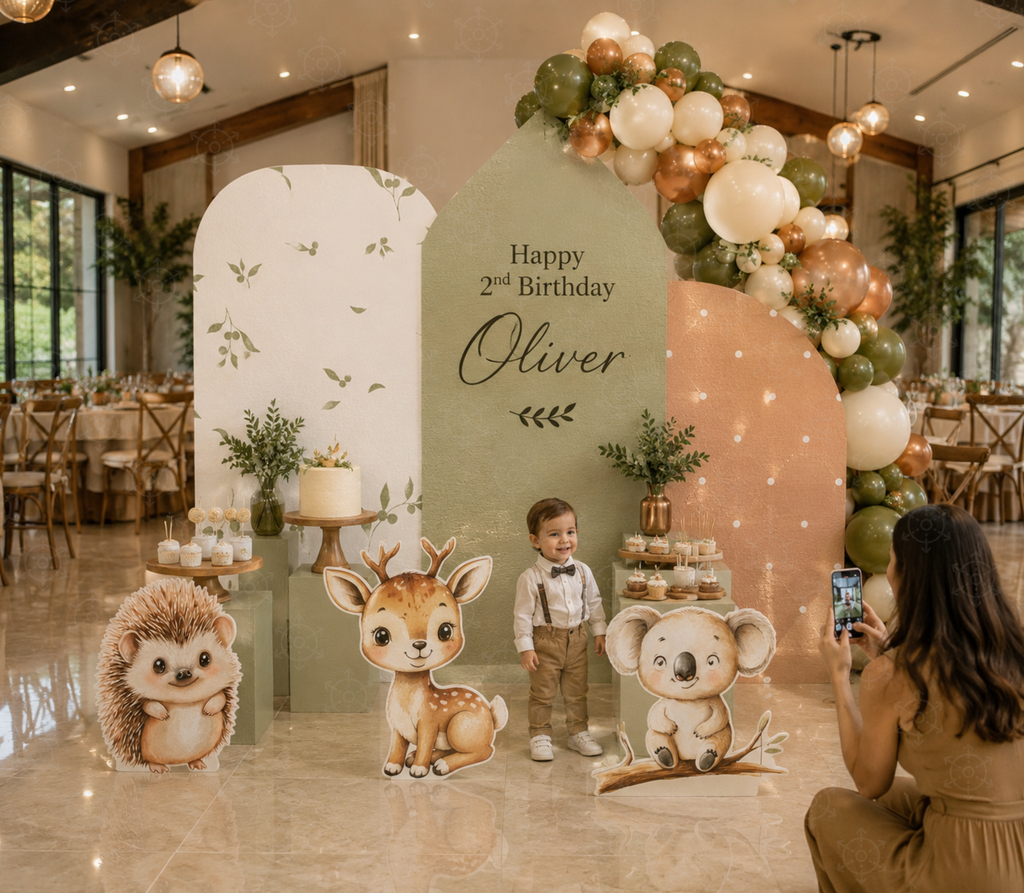 Personalized Little Animal Friends Backdrop & Cutouts | Neutral Baby Shower & First Birthday Decorations