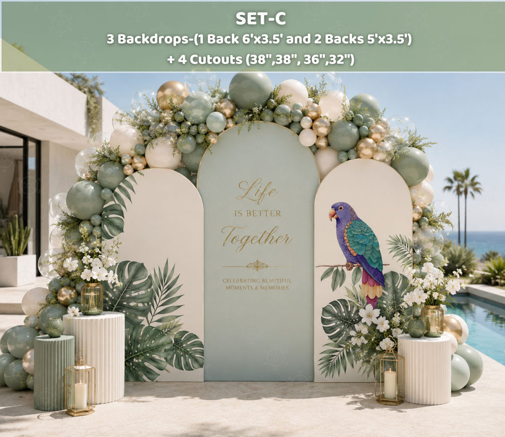 Tropical Birds Birthday Decorations | Personalized Backdrop & Party Sets