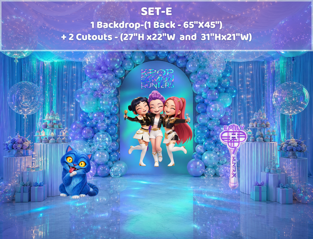 Chibi Teen Idol Party Backdrop & Standee Cutouts | Personalized Concert Birthday Decorations