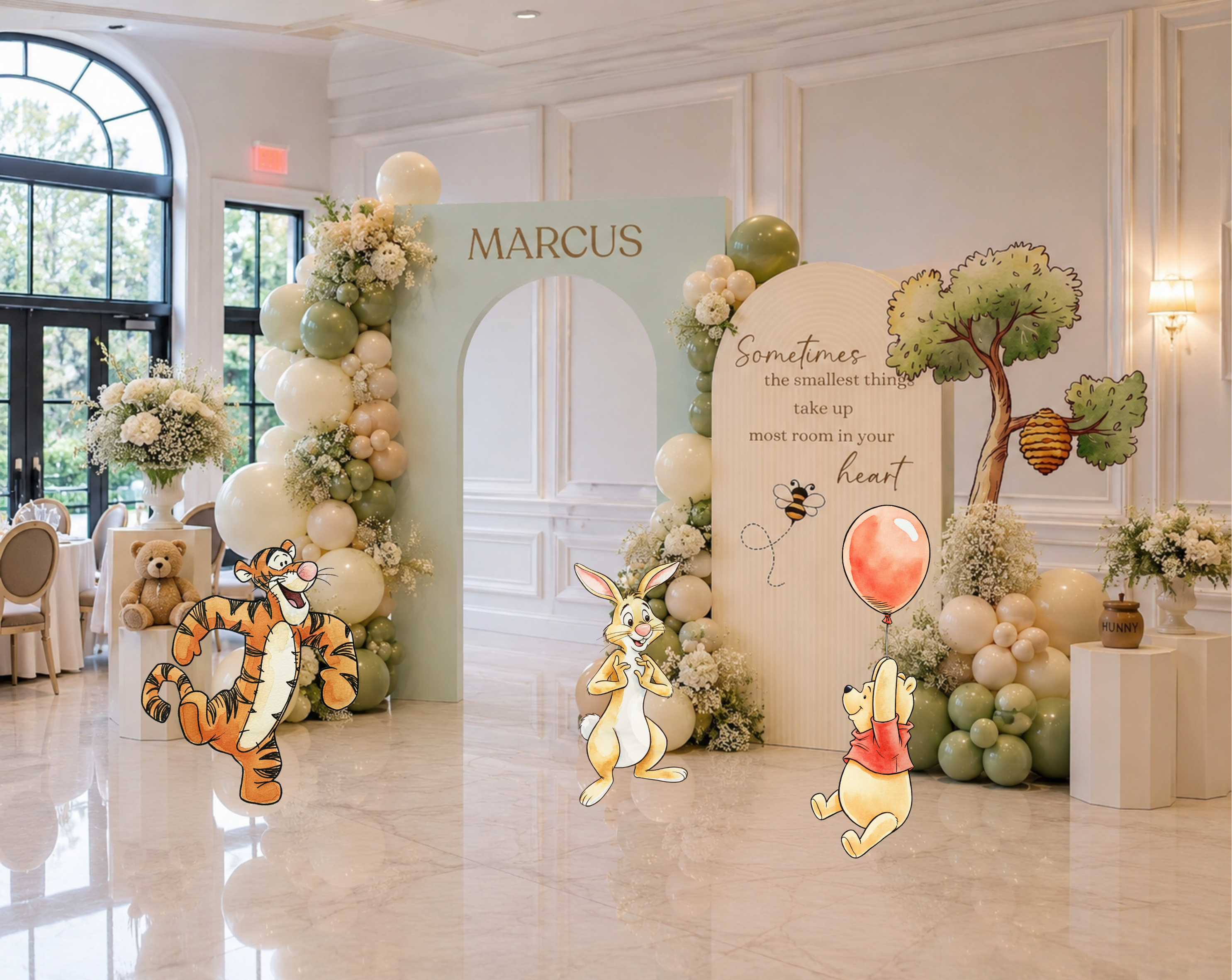 Personalized Classic Bear Party Decorations | Woodland Baby Shower Backdrop & Character Cutouts (Copy)