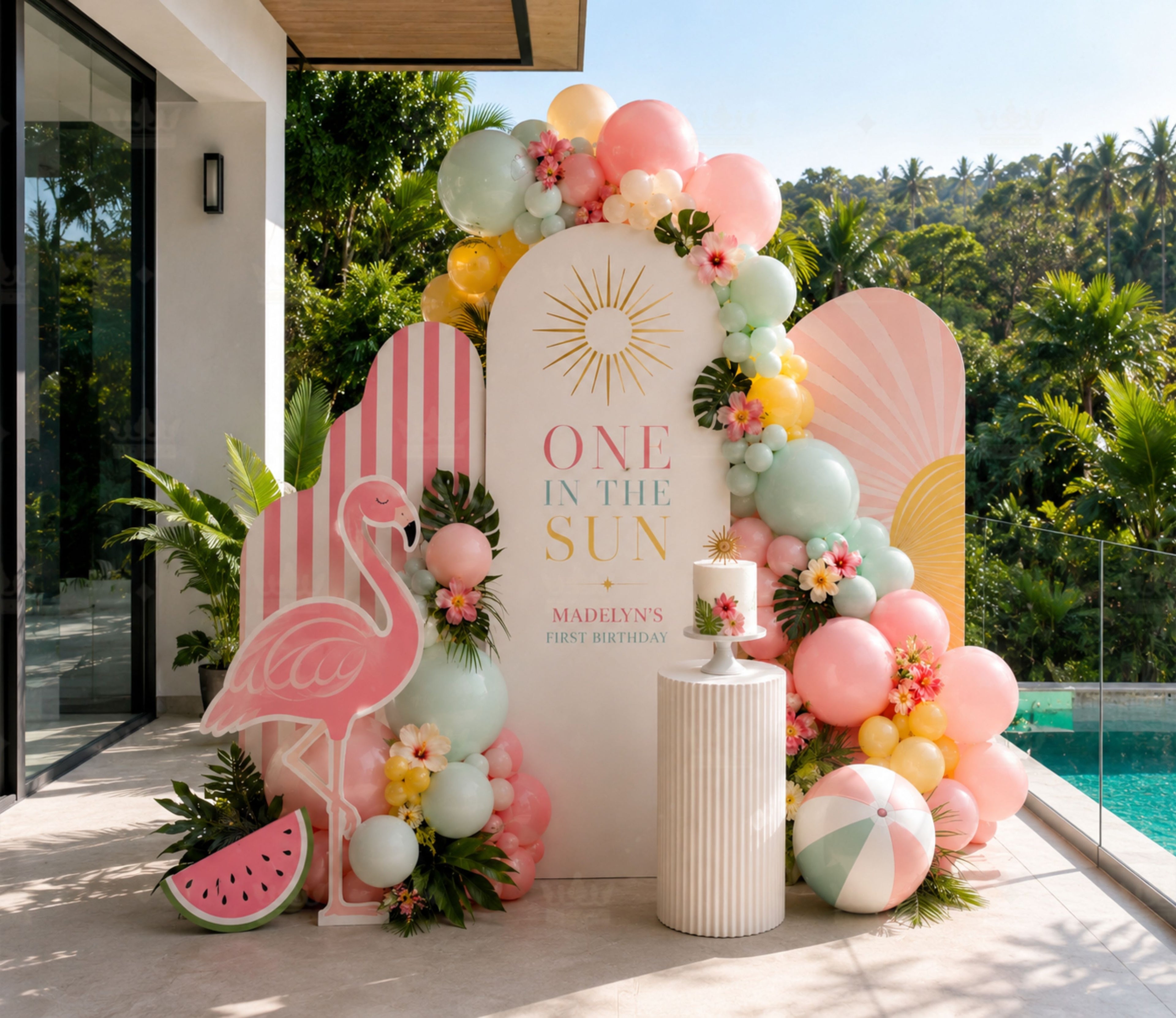 Luxury Summer Party Decorations | Poolside Birthday Backdrop Set for Adults | Tropical Beach Celebration Decor