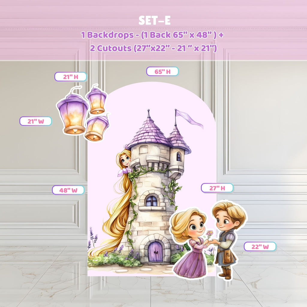 Custom Princess Party Backdrop Long Hair Princess Decoration