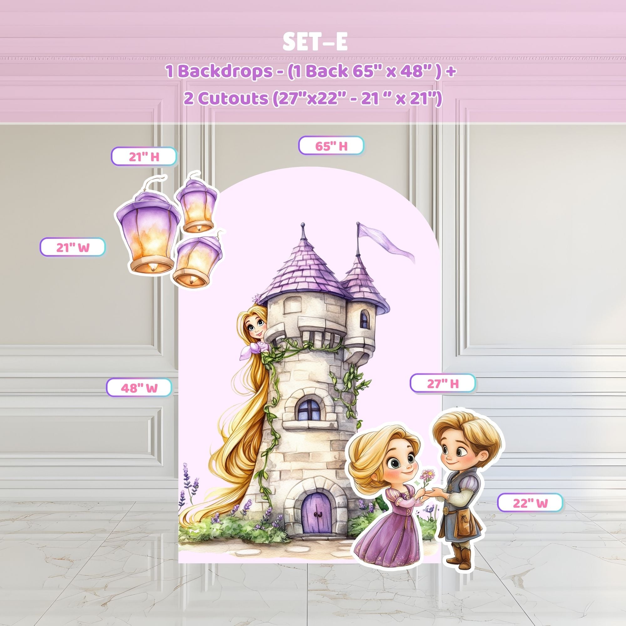 Custom Princess Party Backdrop Long Hair Princess Decoration