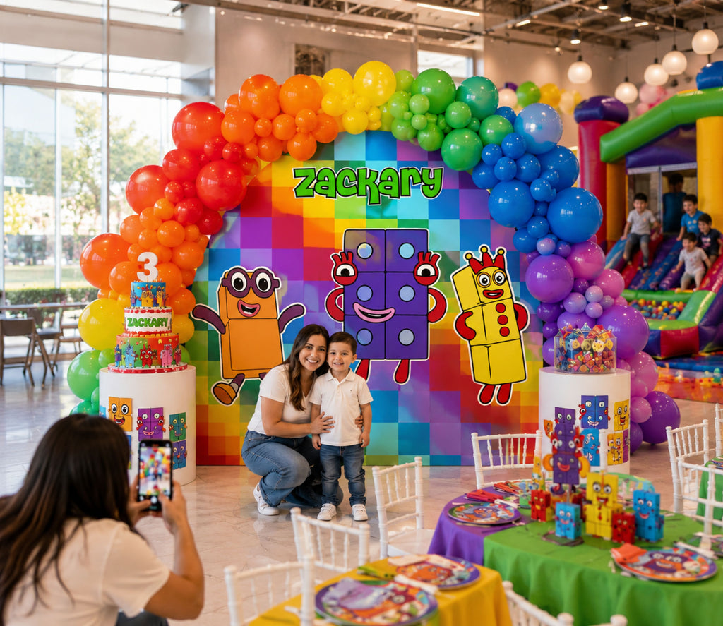 Numberblocks Birthday Backdrop & Cutouts | Personalized Kids Party Decorations