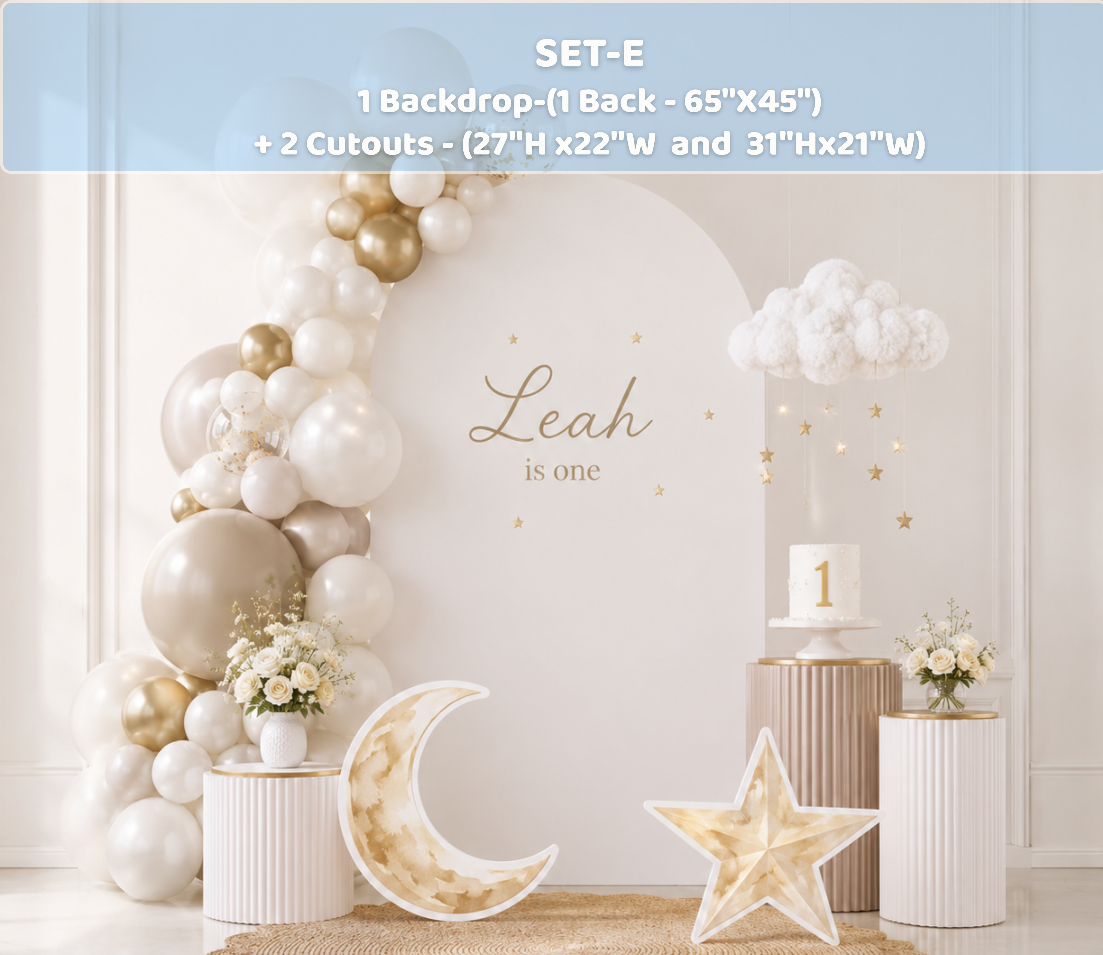 Personalized Heaven Sent Baby Shower Decorations | Celestial Moon & Stars Backdrop & Cutouts | Cloud Baby Boy Party Decor (Copy)