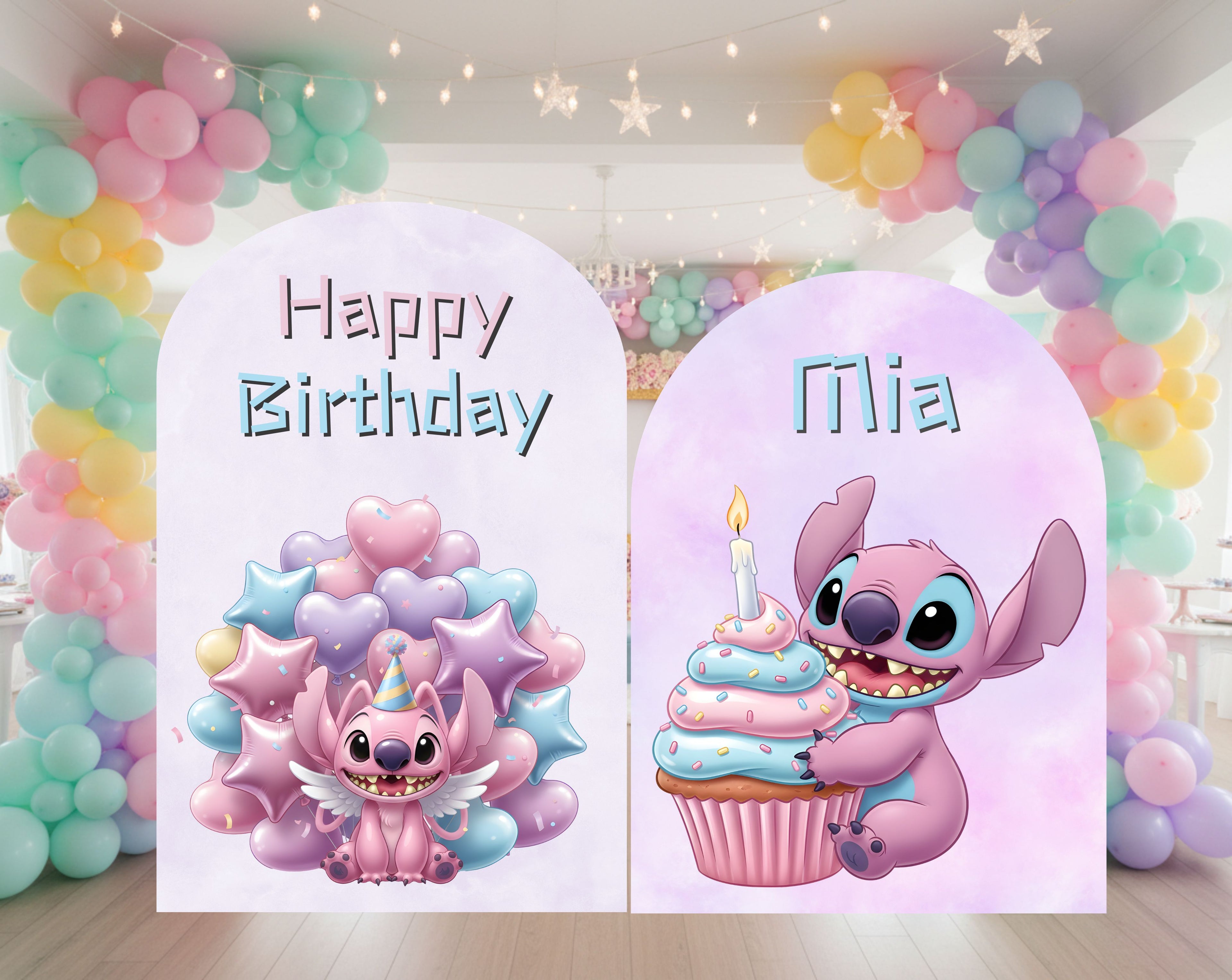 Custom Blue Alien Birthday Backdrop & Cutouts | Personalized Kawaii Party Decorations