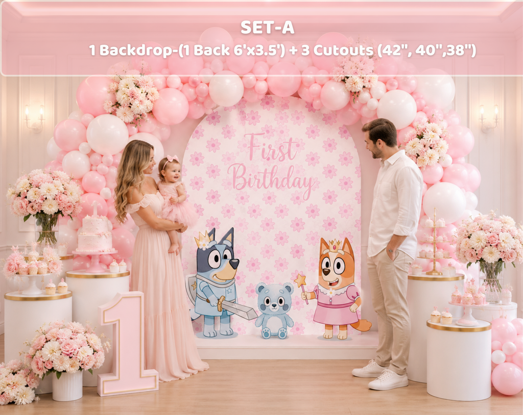 Personalized Puppy Family Party Decorations | First Birthday Backdrop & Character Cutouts (Copy)