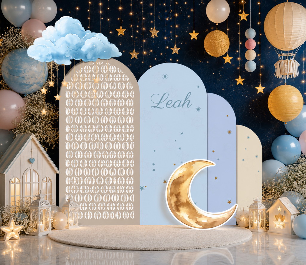 Personalized Heaven Sent Baby Shower Decorations | Celestial Moon & Stars Backdrop & Cutouts | Cloud Baby Boy Party Decor (Copy)