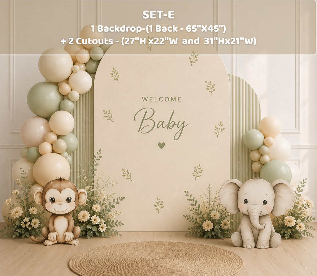 Personalized Little Animal Friends Backdrop & Cutouts | Neutral Baby Shower & First Birthday Decorations