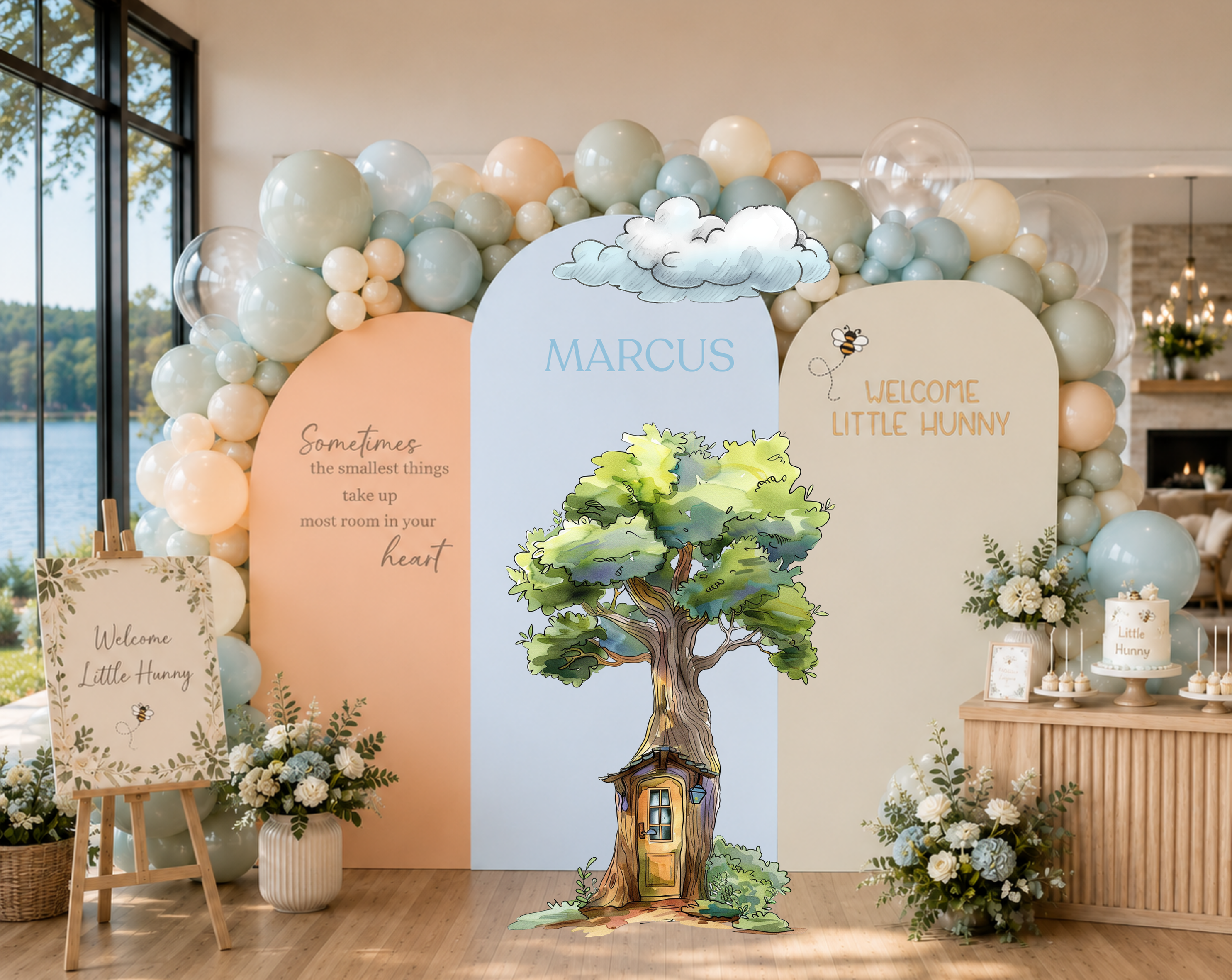 Personalized Classic Bear Party Decorations | Woodland Baby Shower Backdrop & Character Cutouts (Copy)