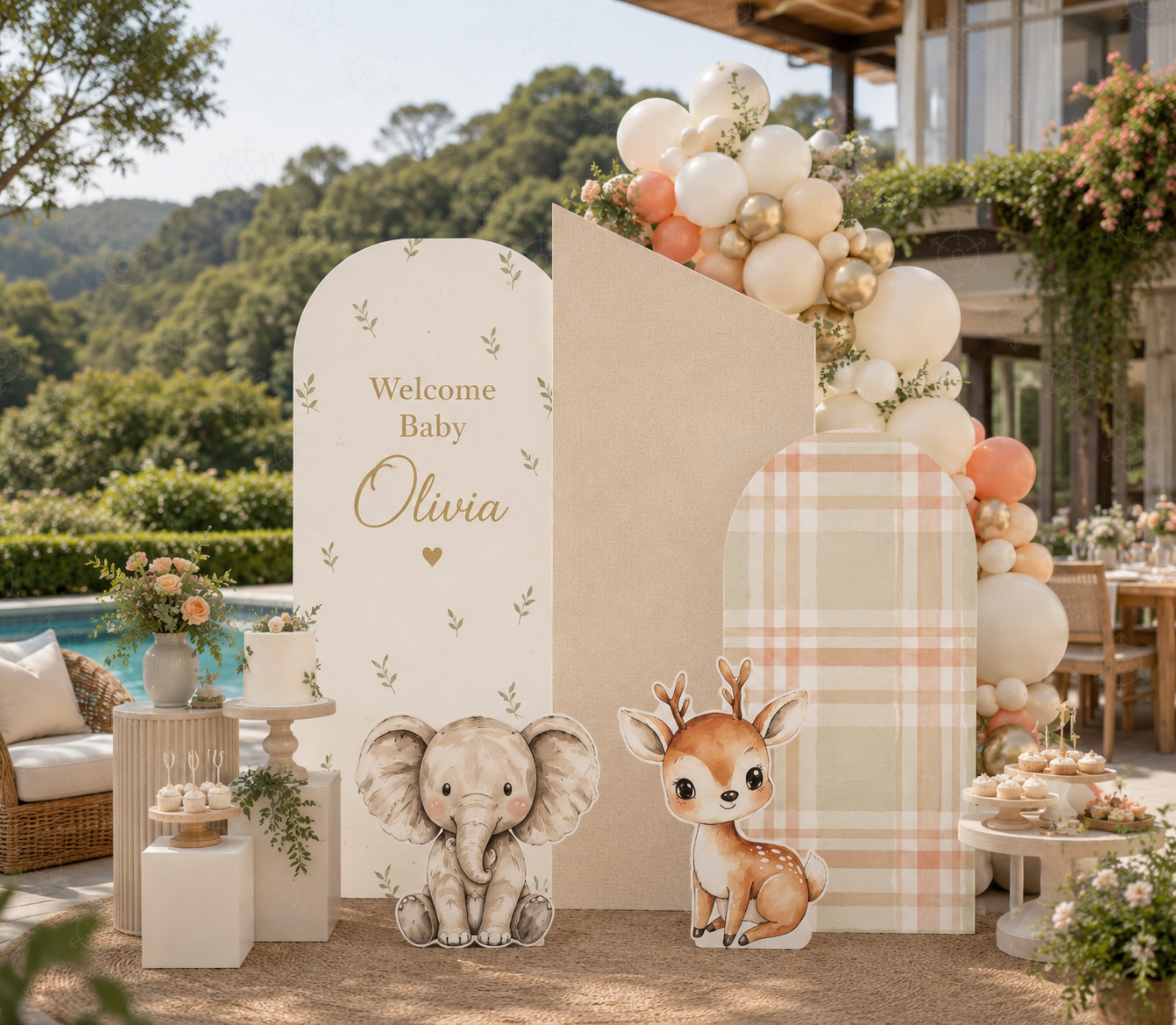 Personalized Little Animal Friends Backdrop & Cutouts | Neutral Baby Shower & First Birthday Decorations