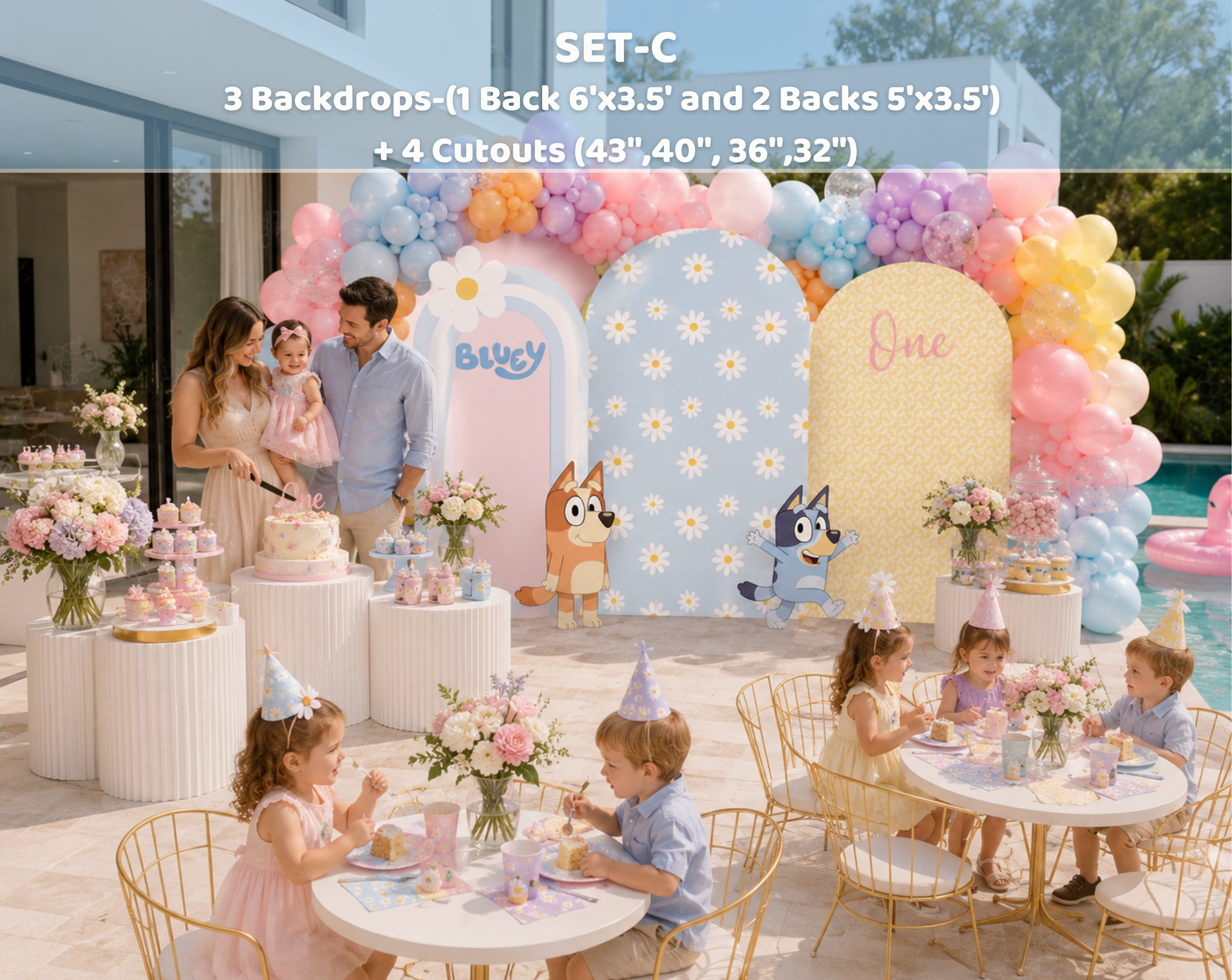 Personalized Puppy Family Party Decorations | First Birthday Backdrop & Character Cutouts (Copy)
