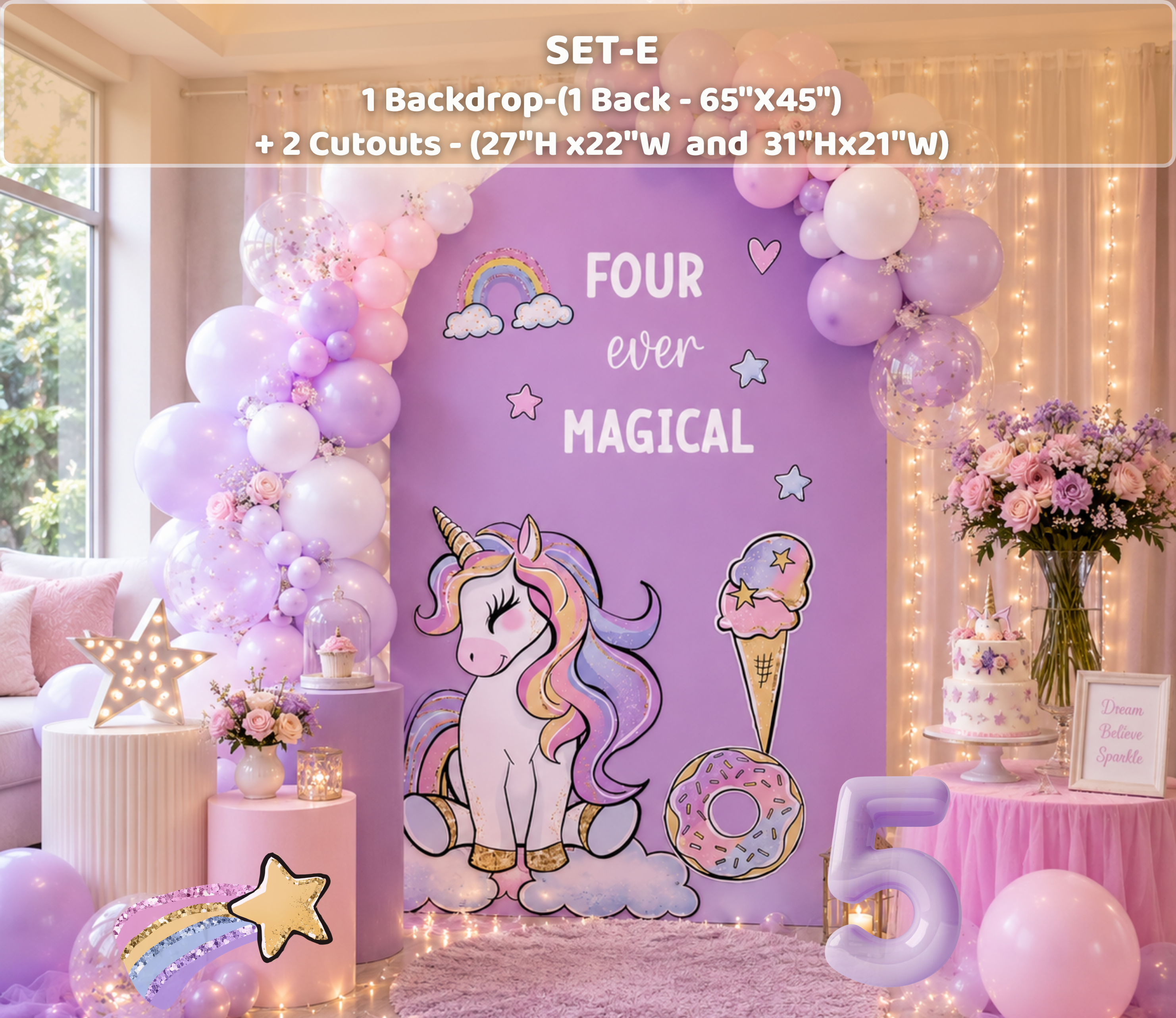 Custom Unicorn Birthday Backdrops & Cutouts | Pink Pastel Unicorn Party Decorations