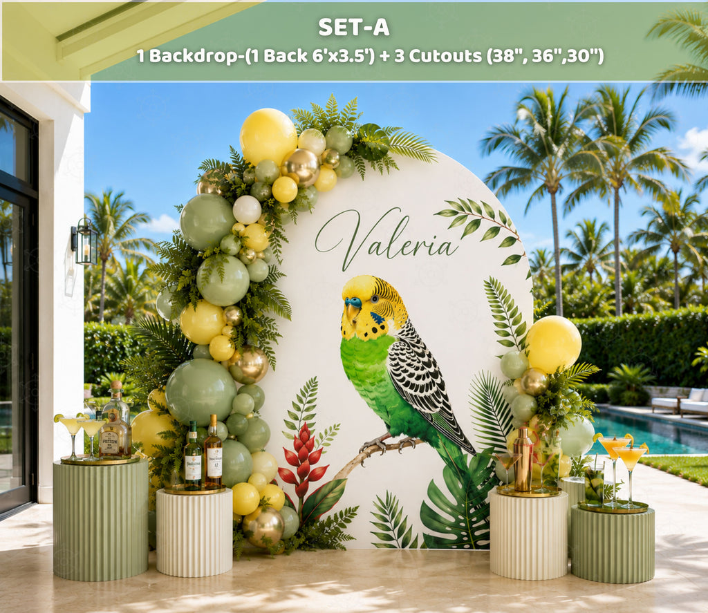 Tropical Birds Birthday Decorations | Personalized Backdrop & Party Sets
