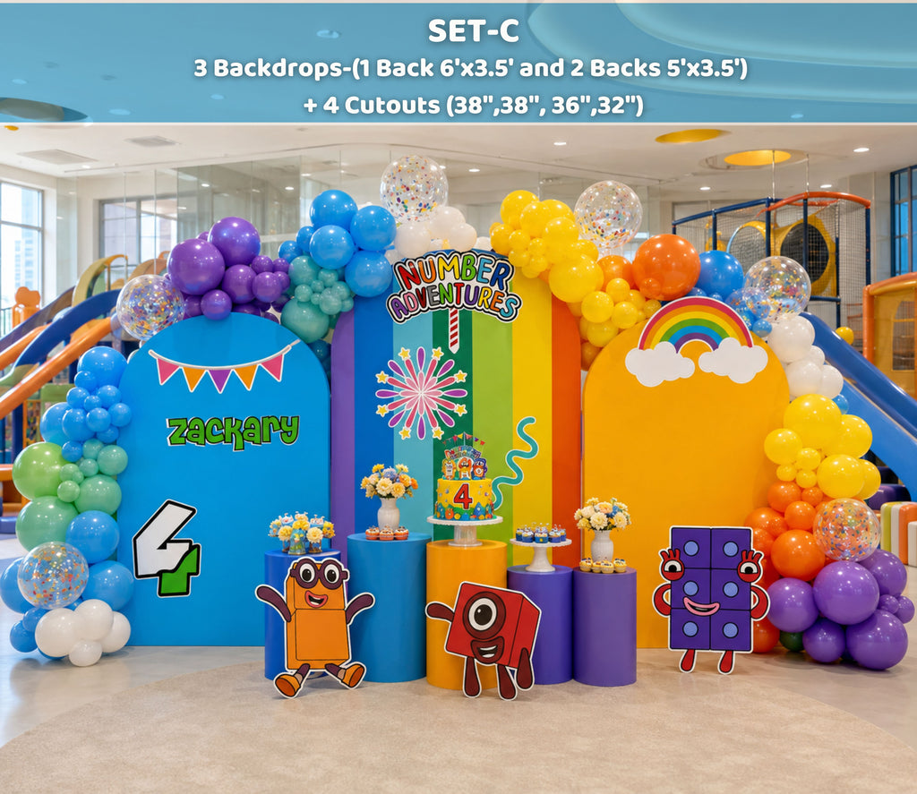 Numberblocks Birthday Backdrop & Cutouts | Personalized Kids Party Decorations