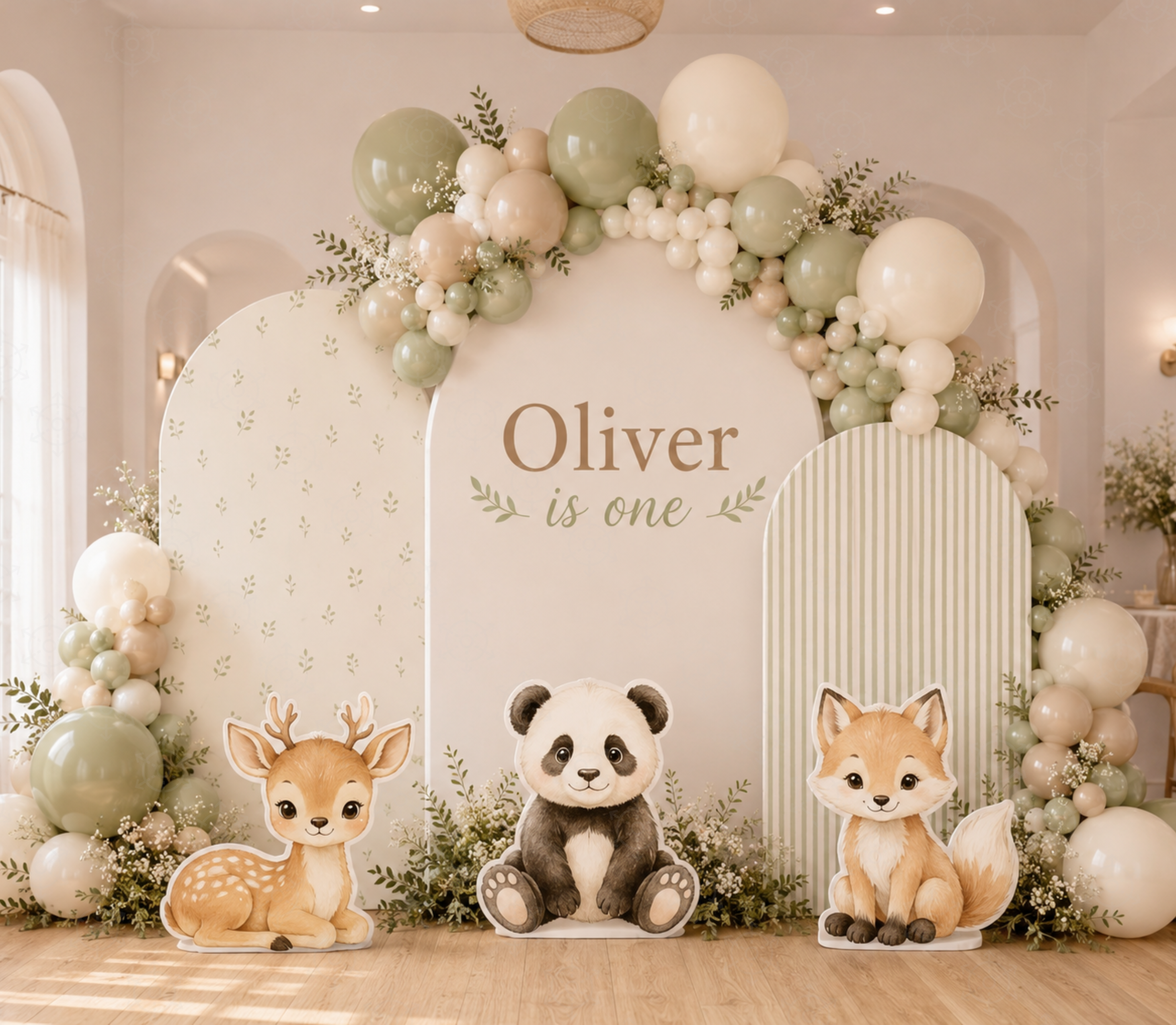 Personalized Little Animal Friends Backdrop & Cutouts | Neutral Baby Shower & First Birthday Decorations