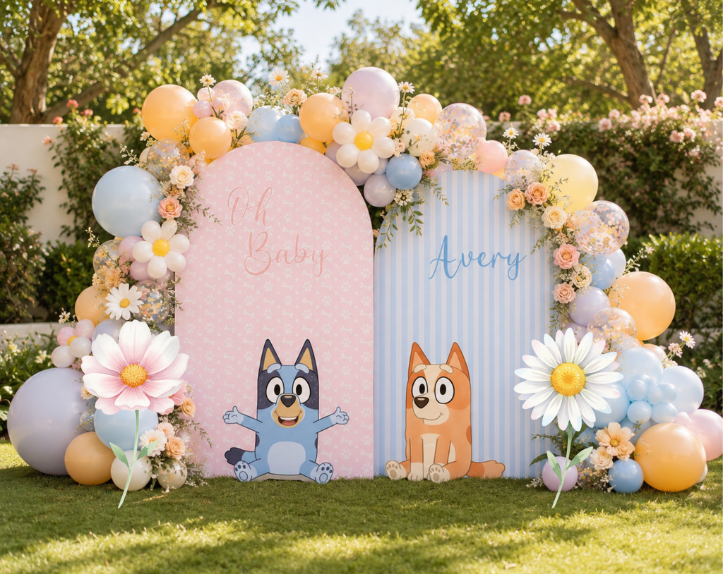 Personalized Puppy Family Party Decorations | First Birthday Backdrop & Character Cutouts (Copy)
