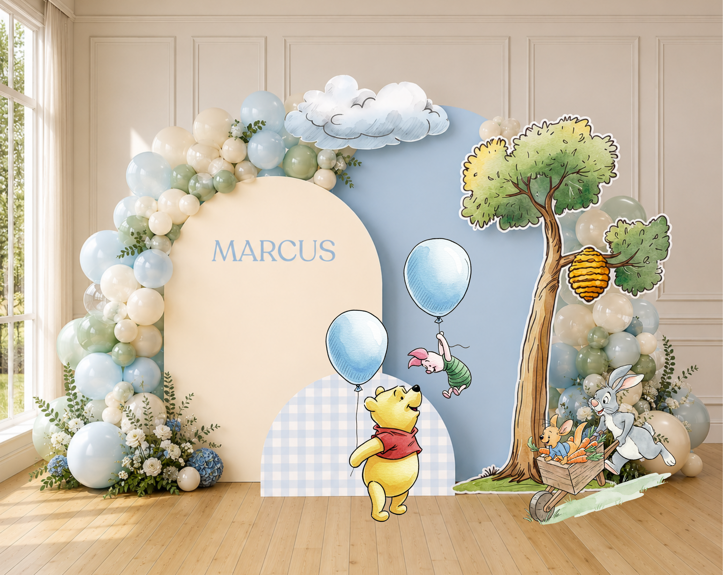 Personalized Classic Bear Party Decorations | Woodland Baby Shower Backdrop & Character Cutouts (Copy)