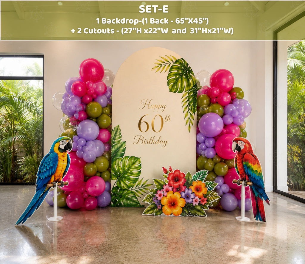 Tropical Birds Birthday Decorations | Personalized Backdrop & Party Sets