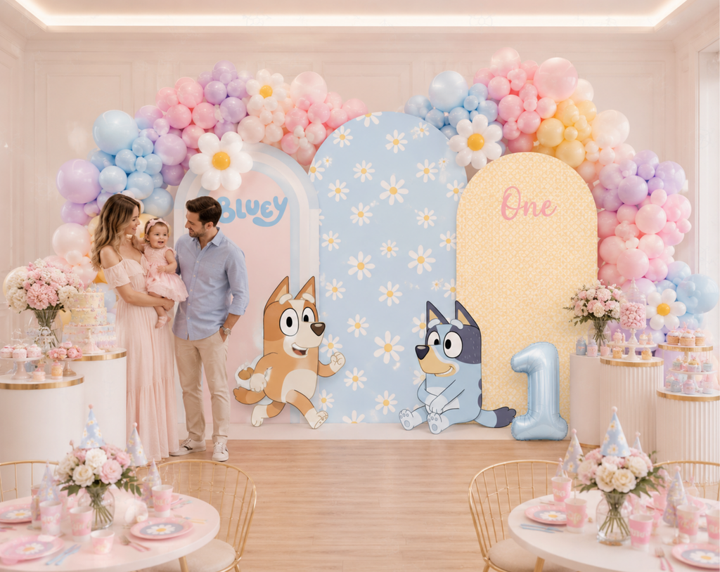 Personalized Puppy Family Party Decorations | First Birthday Backdrop & Character Cutouts (Copy)