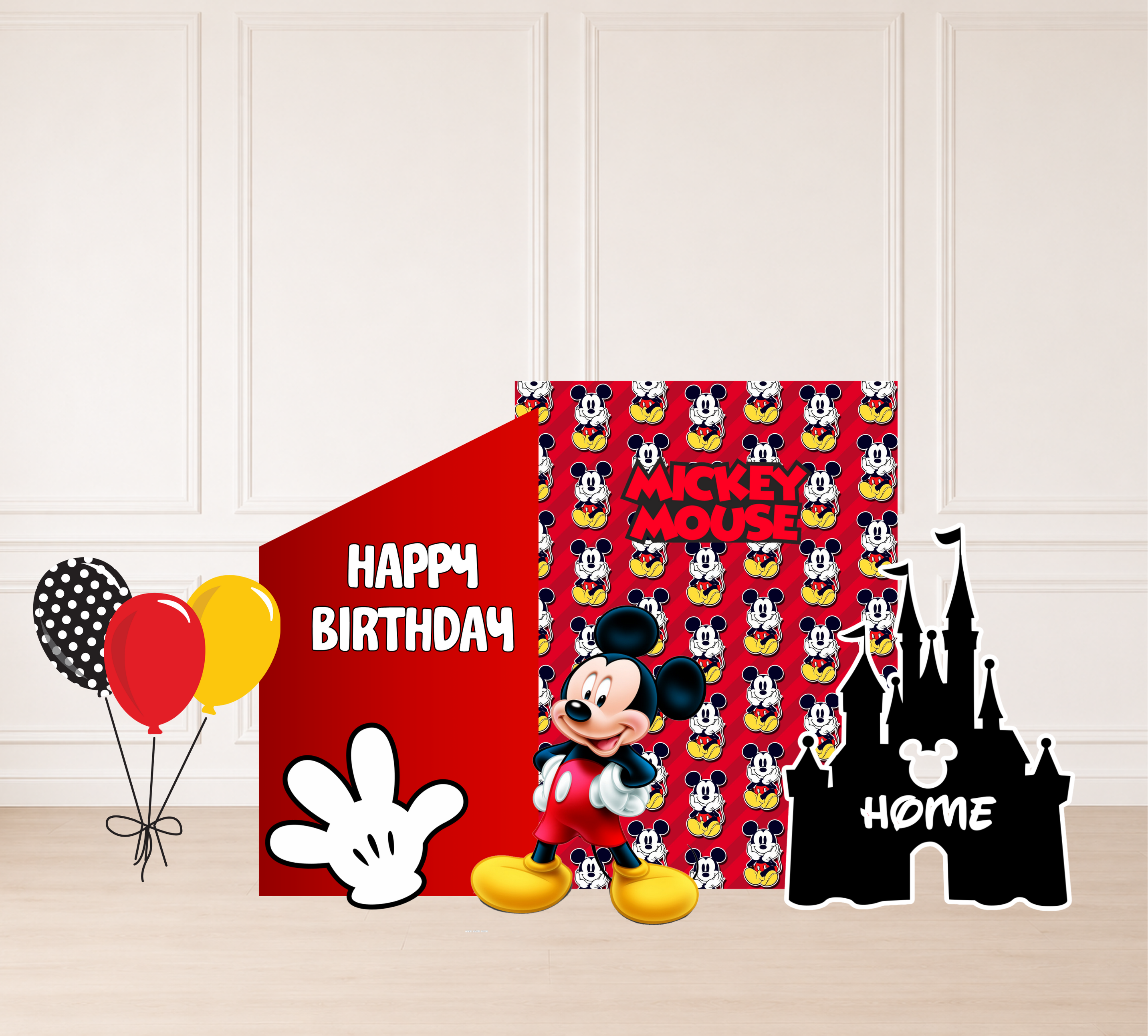 Classic Mouse Birthday Backdrop & Cutouts | Personalized Red Black Party Photo Booth Decor  21 tags para alcance, visualizaciones y compras:
