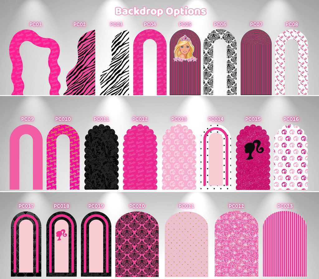 Pink Doll Party Backdrop & Cutouts | Personalized Glam Girls Birthday Decorations