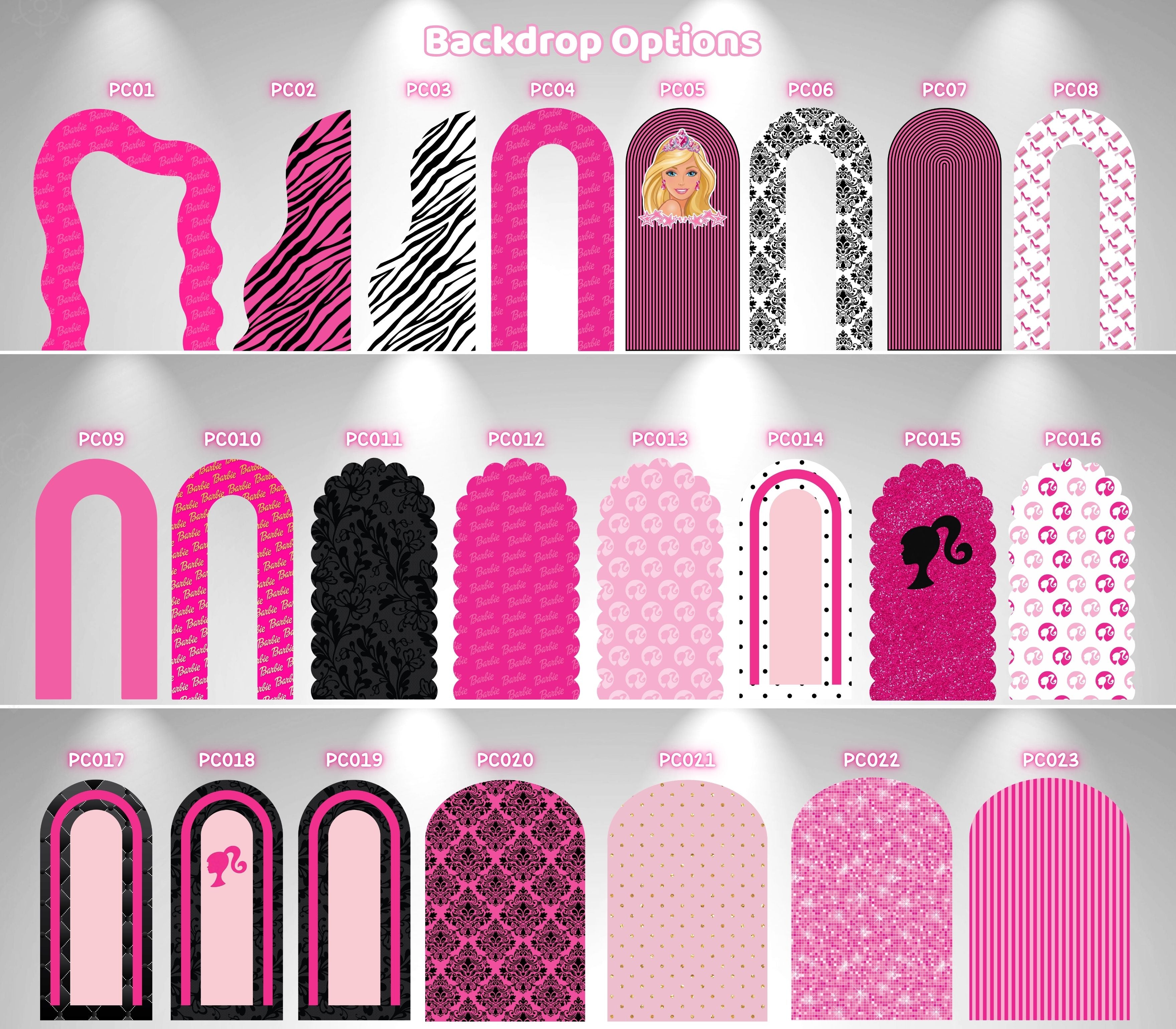 Pink Doll Party Backdrop & Cutouts | Personalized Glam Girls Birthday Decorations