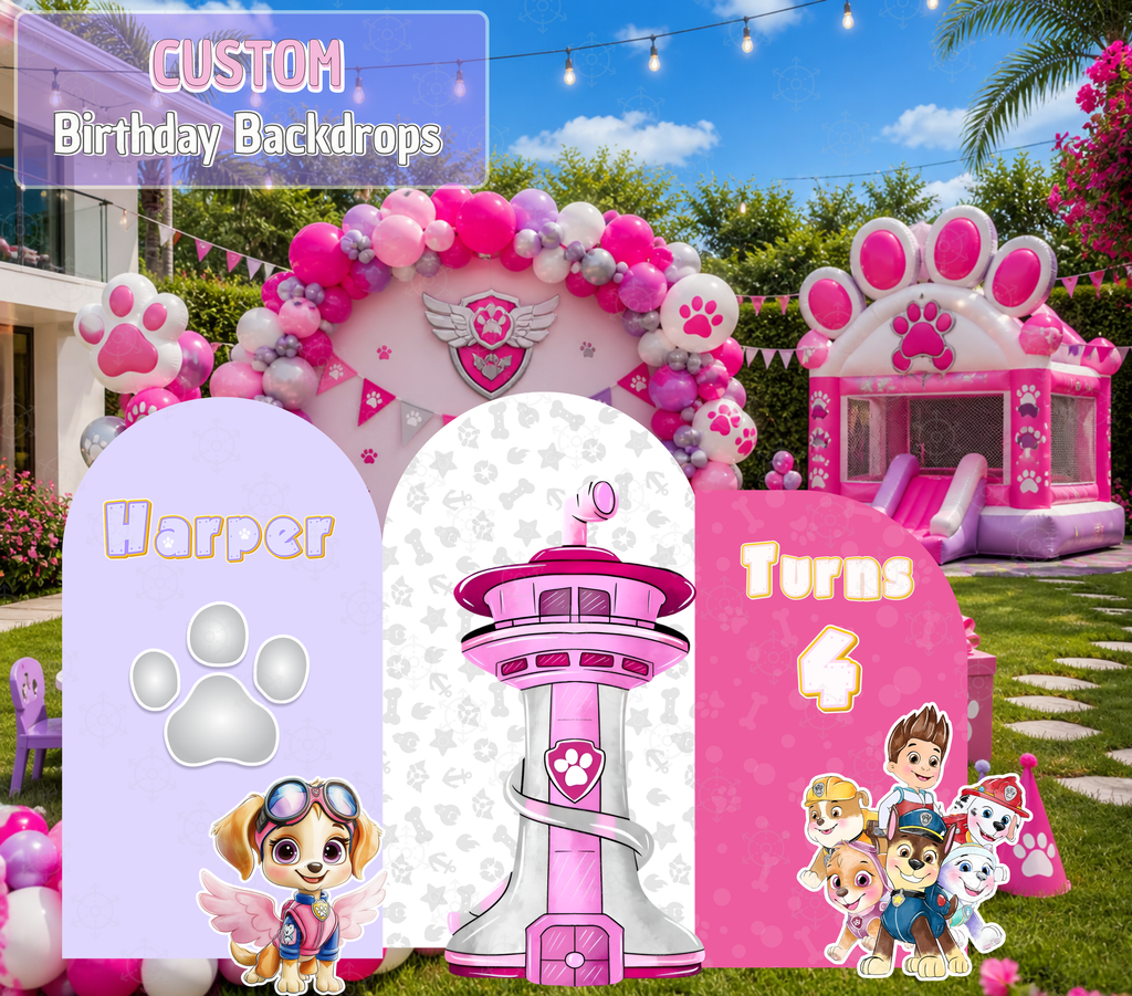 Character Puppy Patrol Cutouts and Backdrops Pink Party Decor