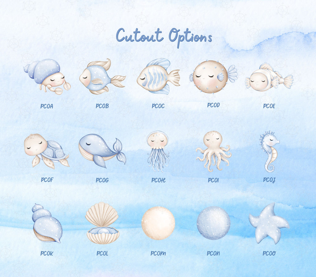 Cute Ocean Animals Birthday Backdrop & Cutouts | Personalized Party Decorations