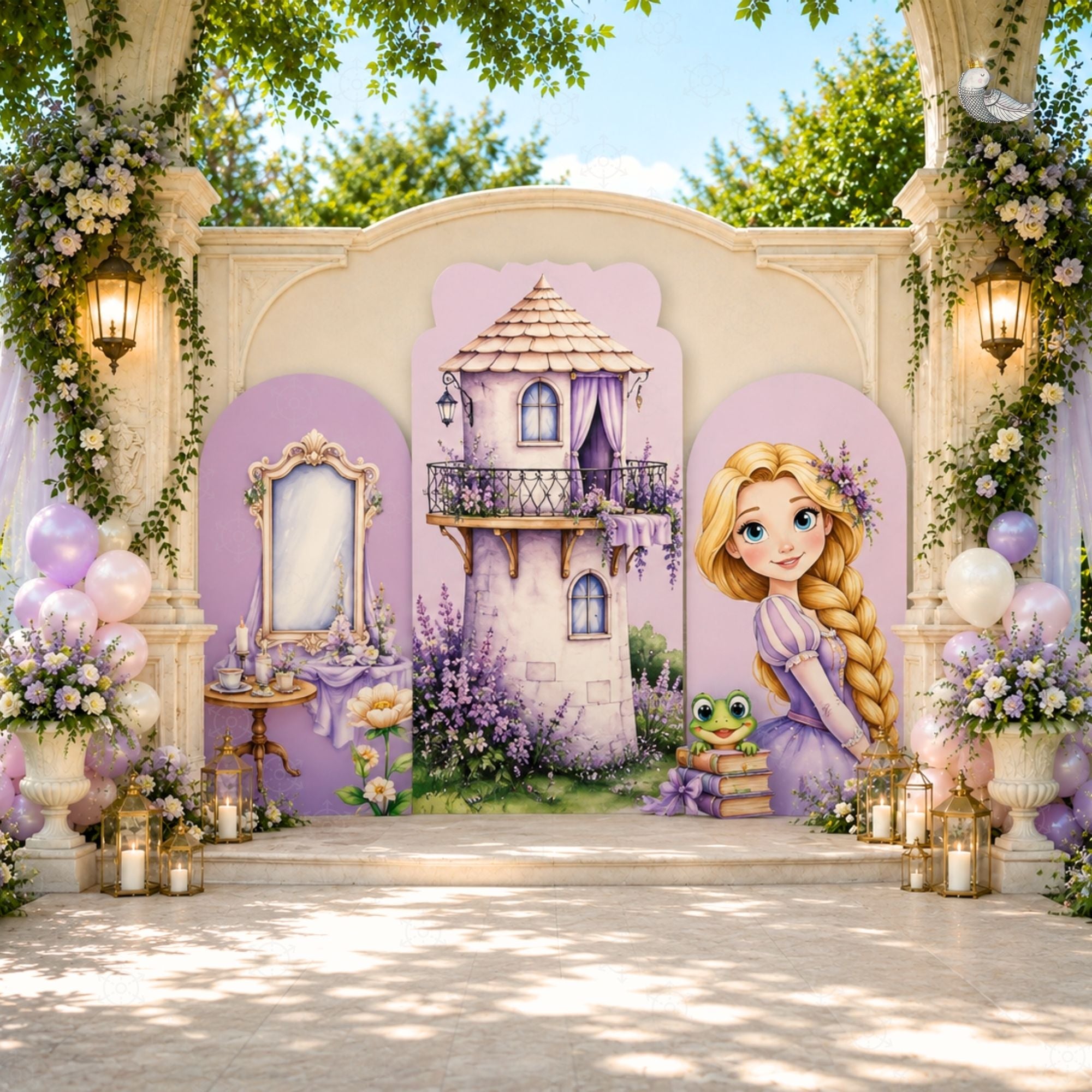 Custom Princess Party Backdrop Long Hair Princess Decoration