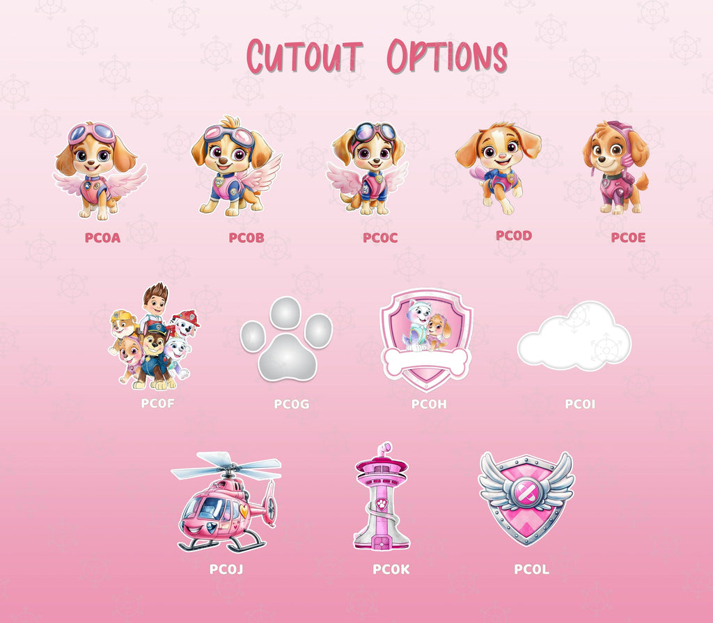Character Puppy Patrol Cutouts and Backdrops Pink Party Decor