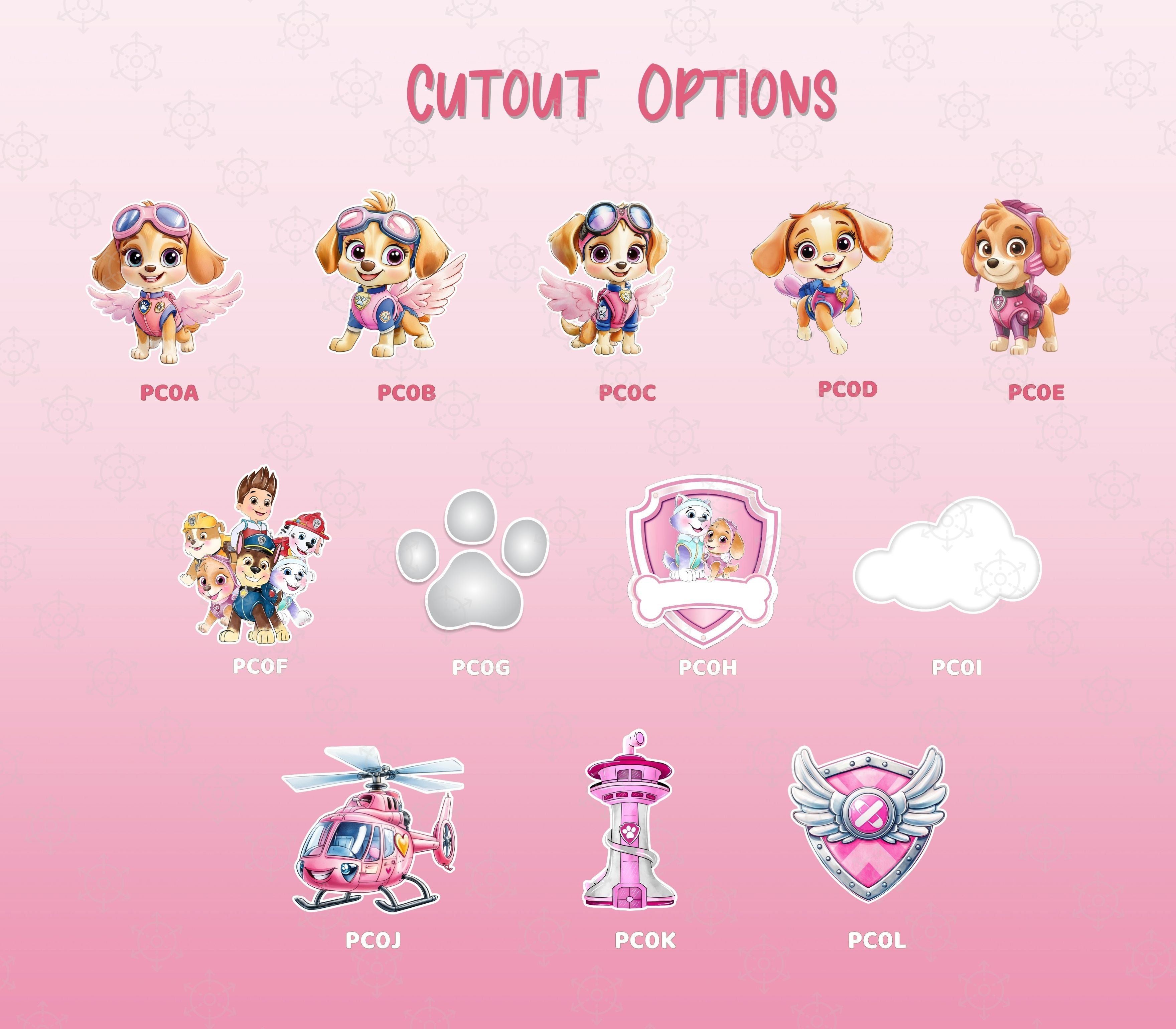 Character Puppy Patrol Cutouts and Backdrops Pink Party Decor