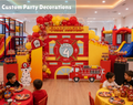 Firefighter Birthday Backdrop & Cutouts | Personalized Fire Truck Party Decorations