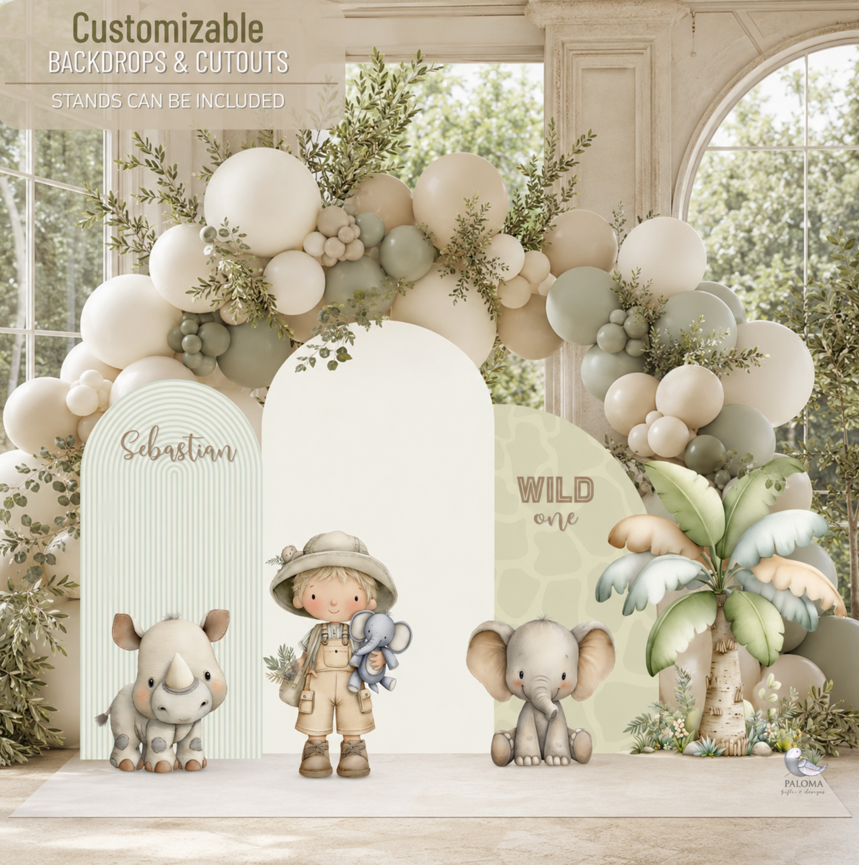 Cute Safari Animal Cutouts & Backdrops Birthday Decor Custom Safari Baby Shower
