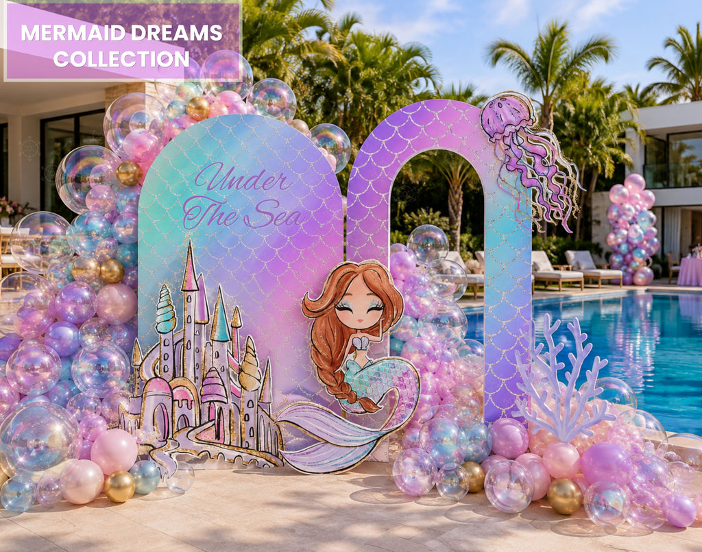 Enchanting Mermaid Party Decoration Set | Unique Under the Sea Backdrops & Cutouts | Birthday Photo Booth Props
