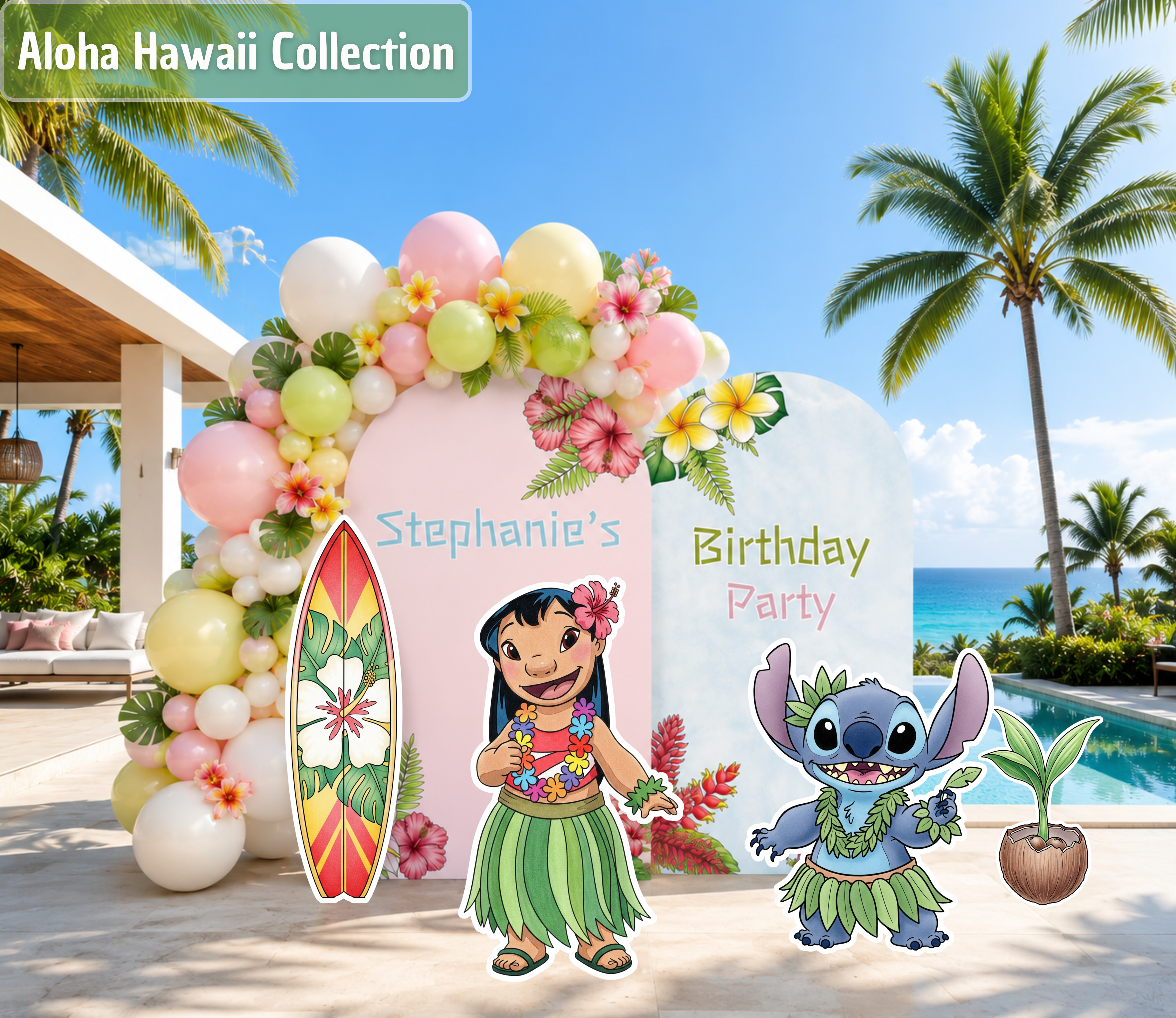 Tropical Birthday Party Backdrop | Custom Hawaiian Cutouts