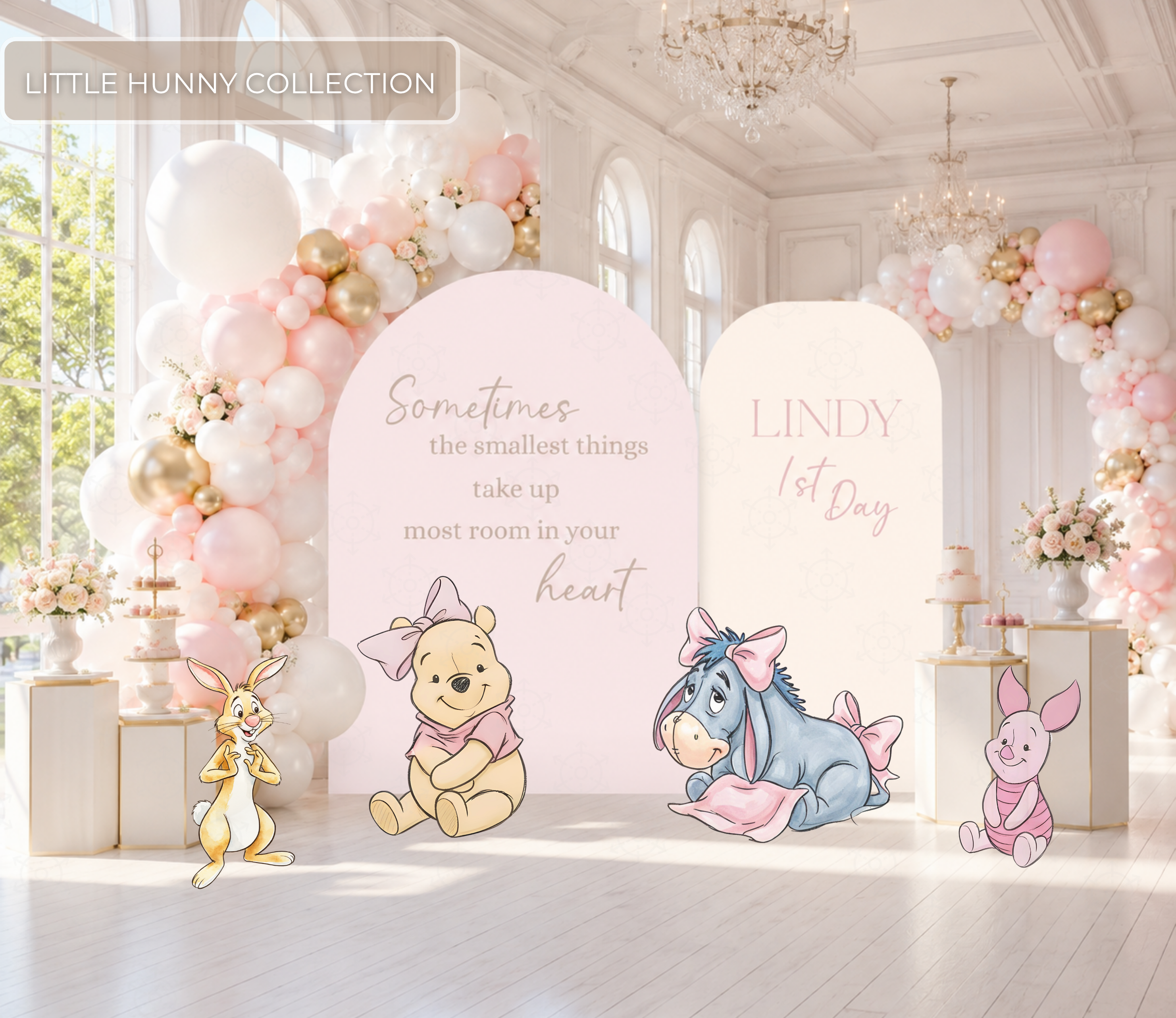 Honey Bear Baby Shower Backdrop & Cutouts | Personalized Pastel Storybook Party Decorations