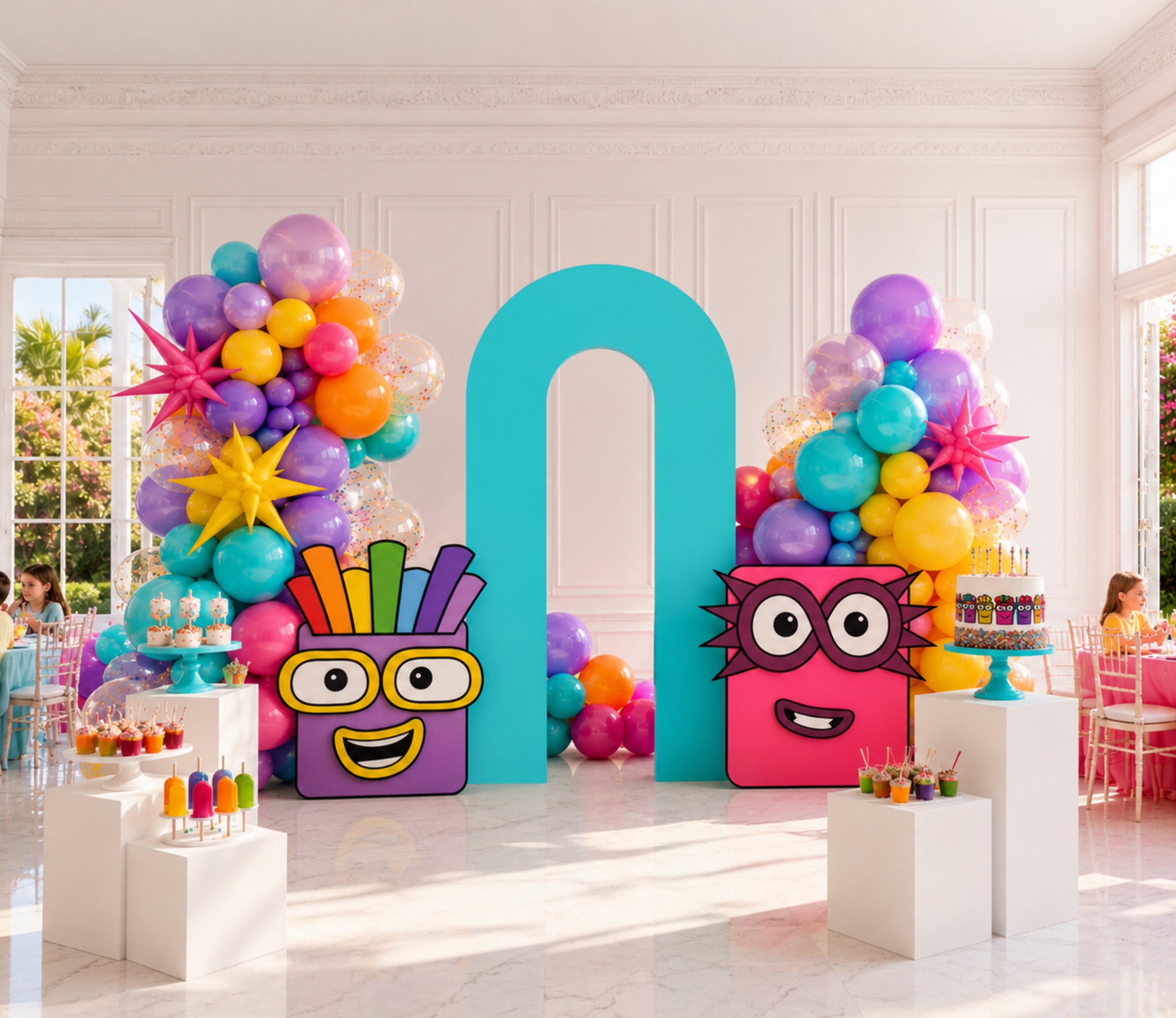 Numberblocks Birthday Backdrop & Cutouts | Personalized Kids Party Decorations