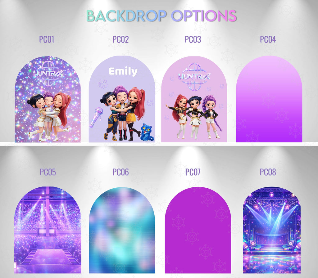 Chibi Teen Idol Party Backdrop & Standee Cutouts | Personalized Concert Birthday Decorations