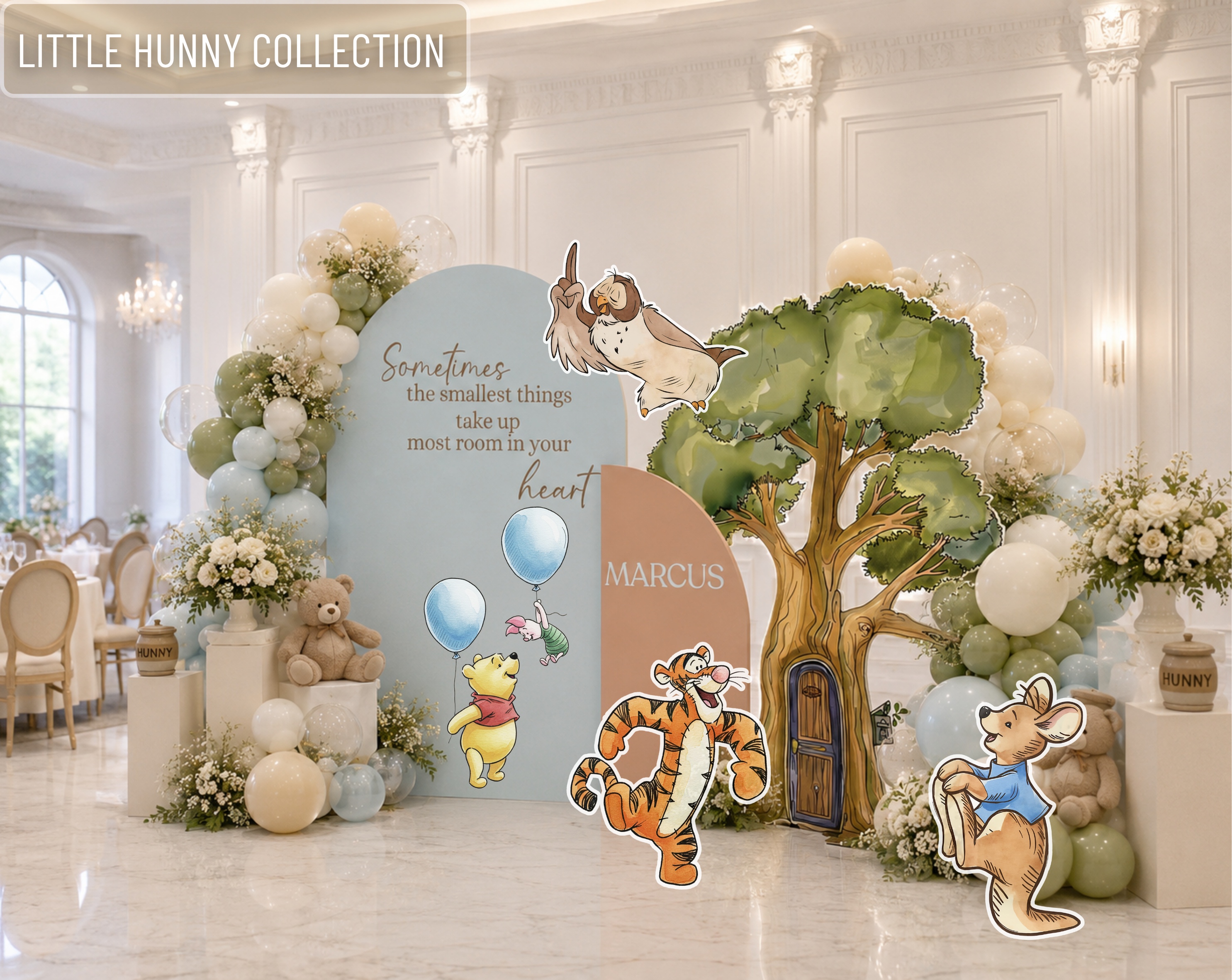 Personalized Classic Bear Party Decorations | Woodland Baby Shower Backdrop & Character Cutouts (Copy)