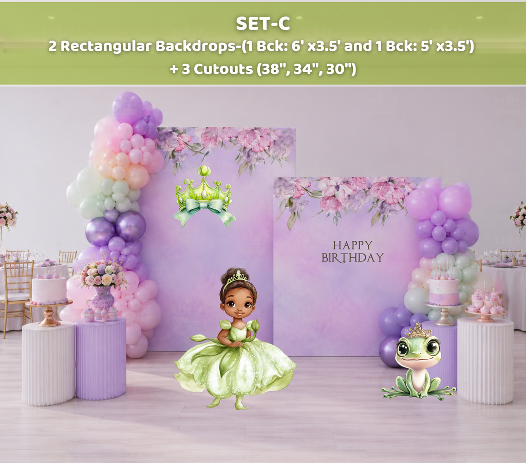 Personalized Frog Princess Birthday Backdrop & Cutouts | Fairytale Party Decor