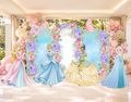 Custom Princess-Inspired Birthday Backdrop & Cutouts | Floral Fairy Party Decorations