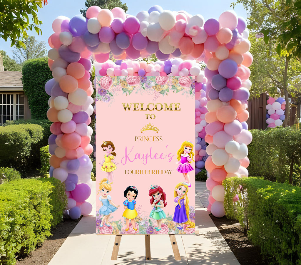 Personalized Princess Birthday Welcome Sign | Pink Party Entrance Decoration