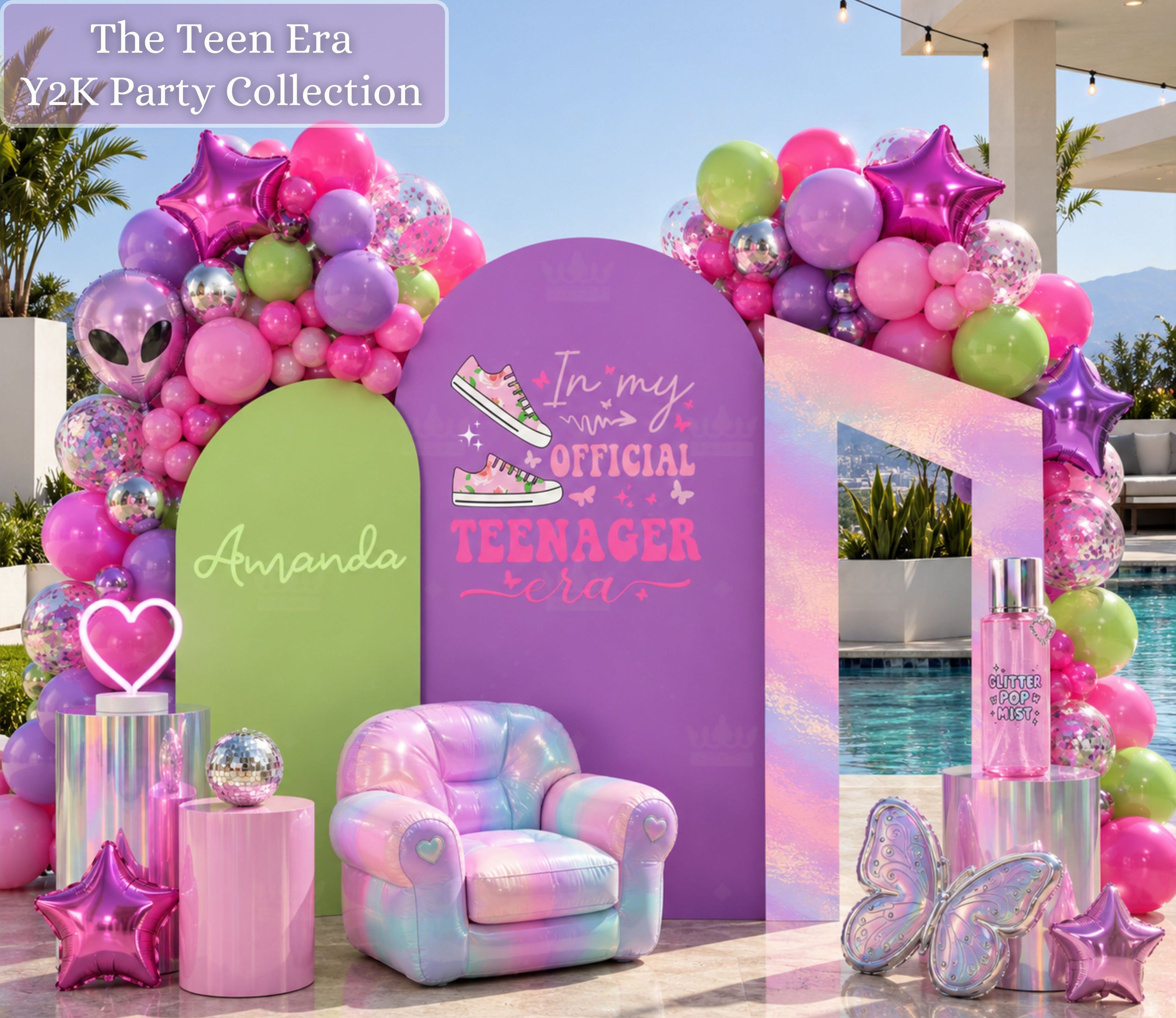Personalized Teen Birthday Backdrop & Photo Booth | Girly 13th Birthday Party Decorations