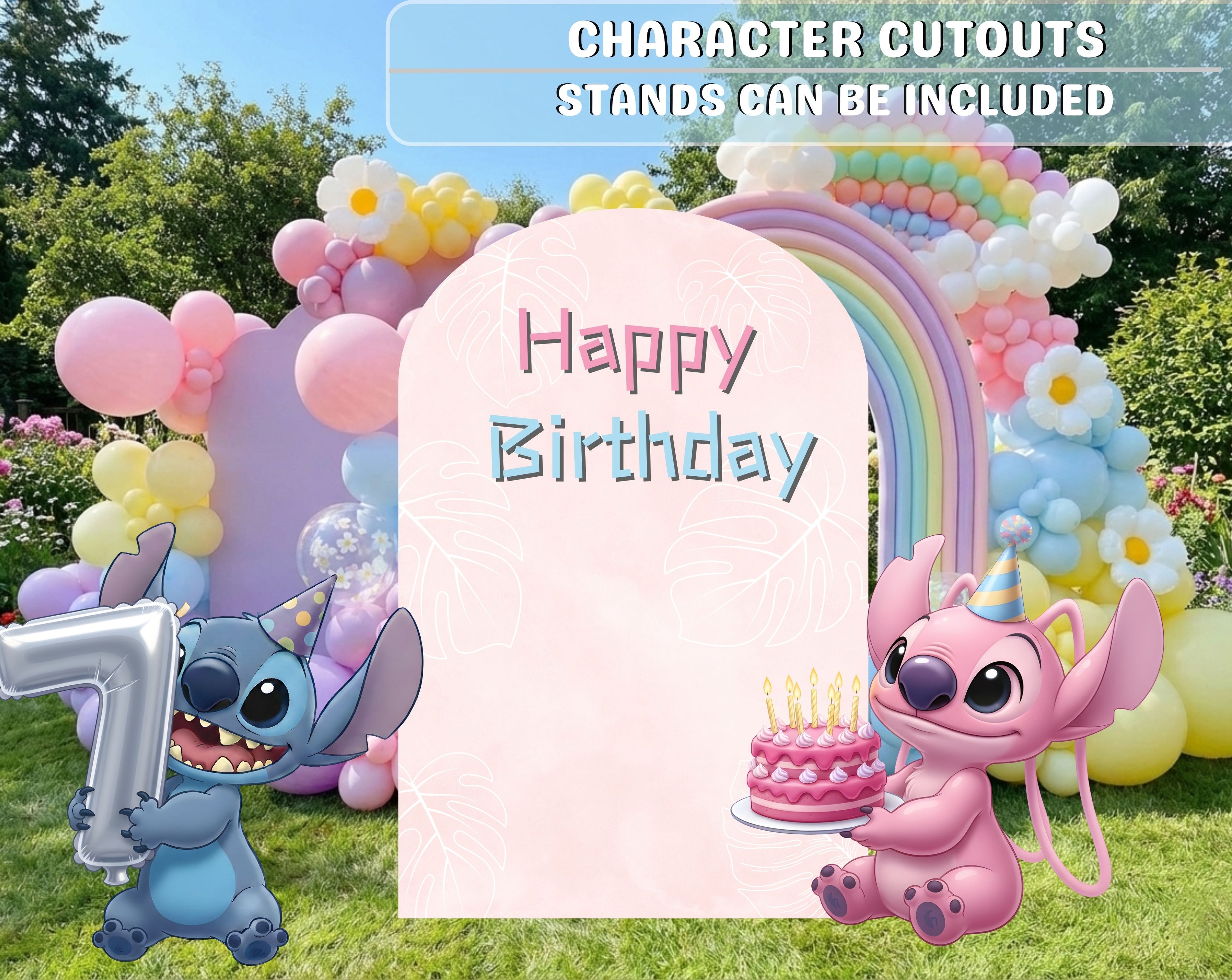 Custom Blue Alien Birthday Backdrop & Cutouts | Personalized Kawaii Party Decorations