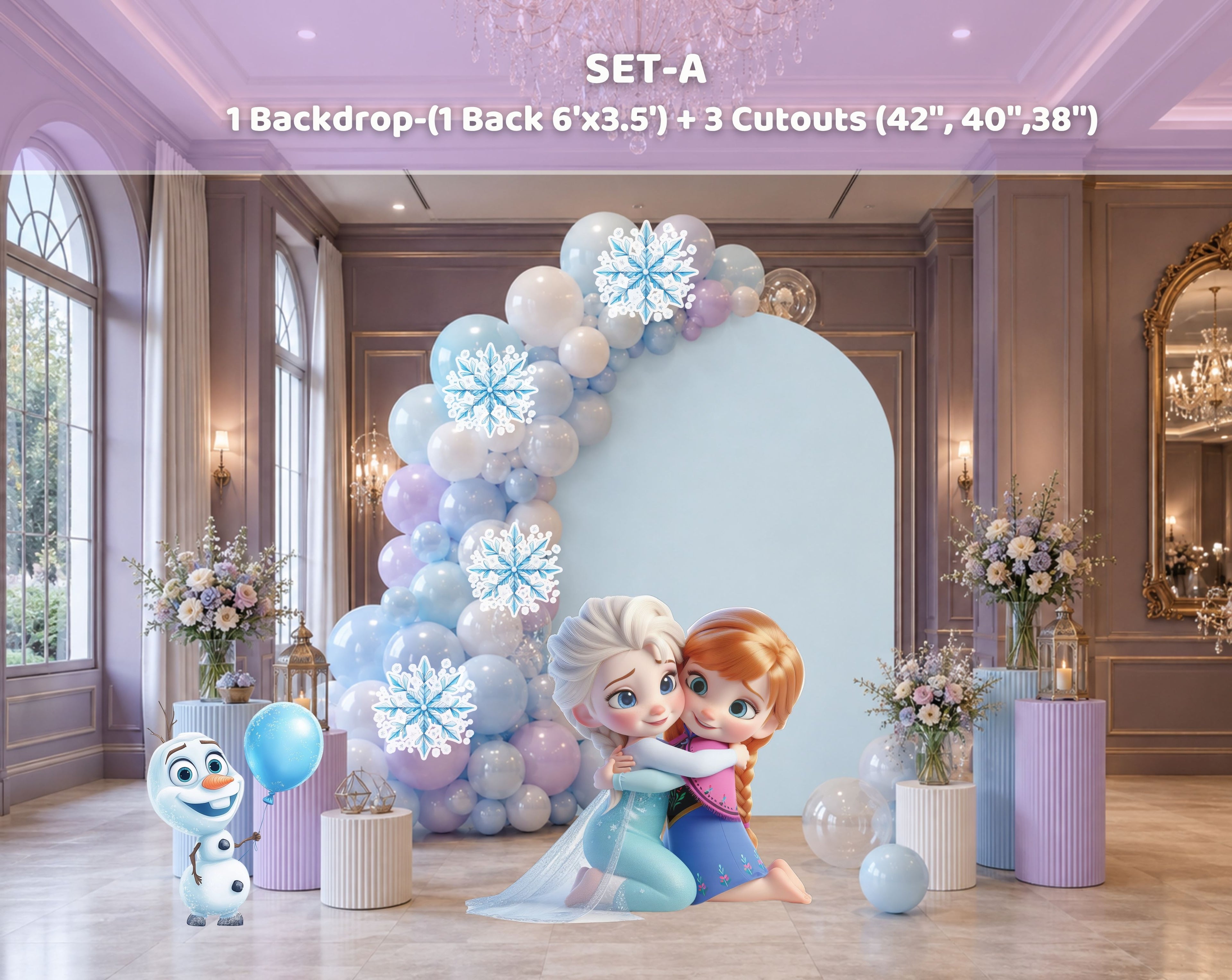 Baby Ice Princess Birthday Backdrop & Cutouts | Cute Winter Princess Party Decorations