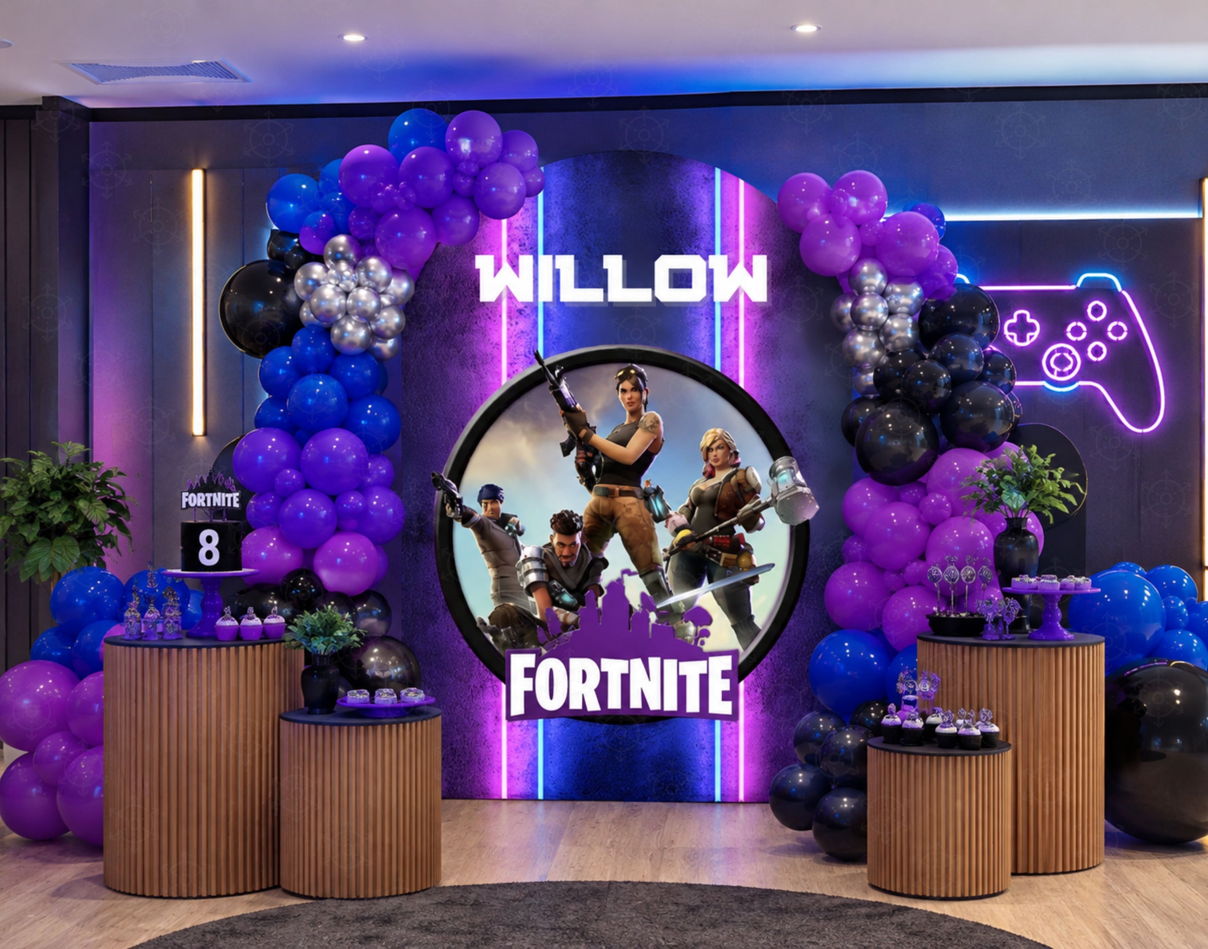 Personalized Battle Game Birthday Backdrop & Cutouts | Gamer Party Decorations