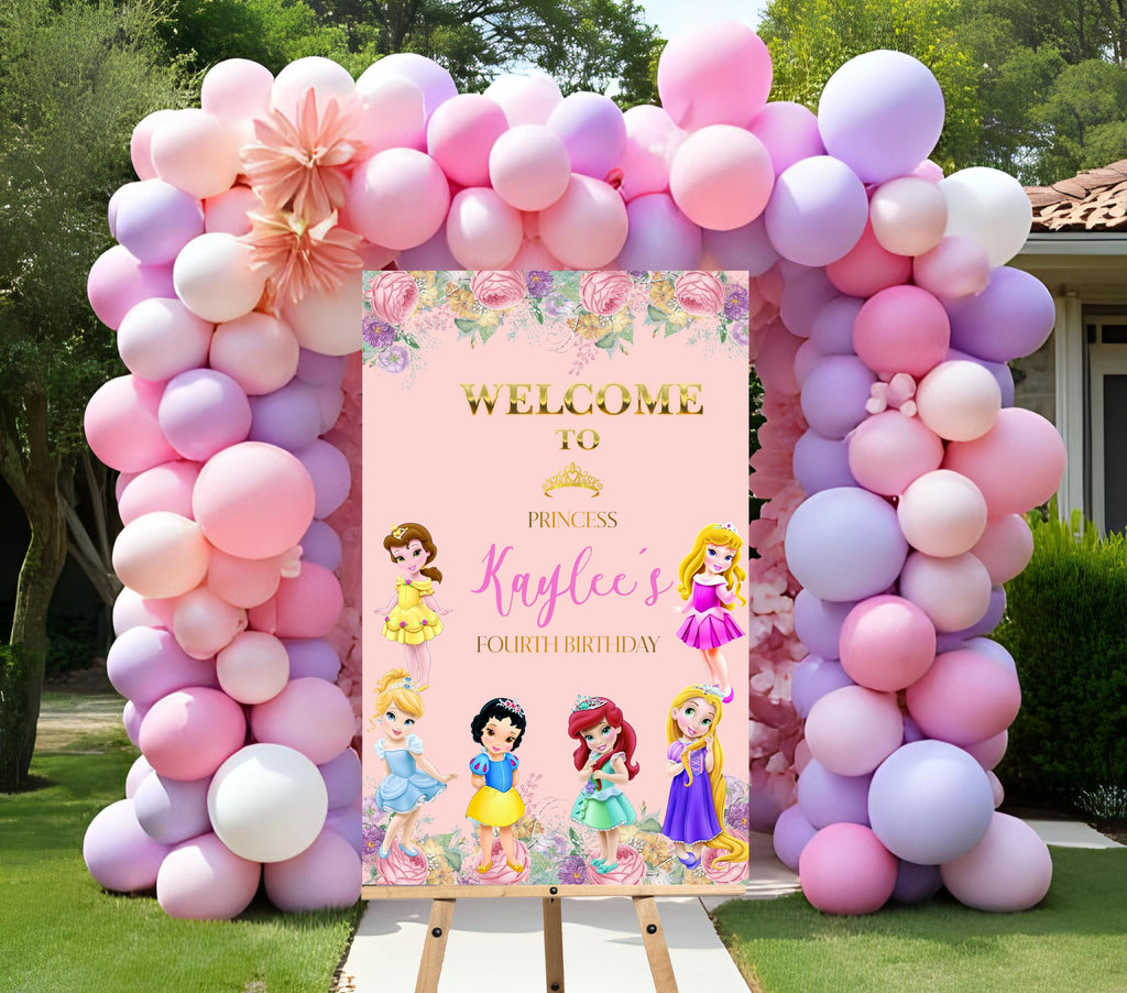 Personalized Princess Birthday Welcome Sign | Pink Party Entrance Decoration