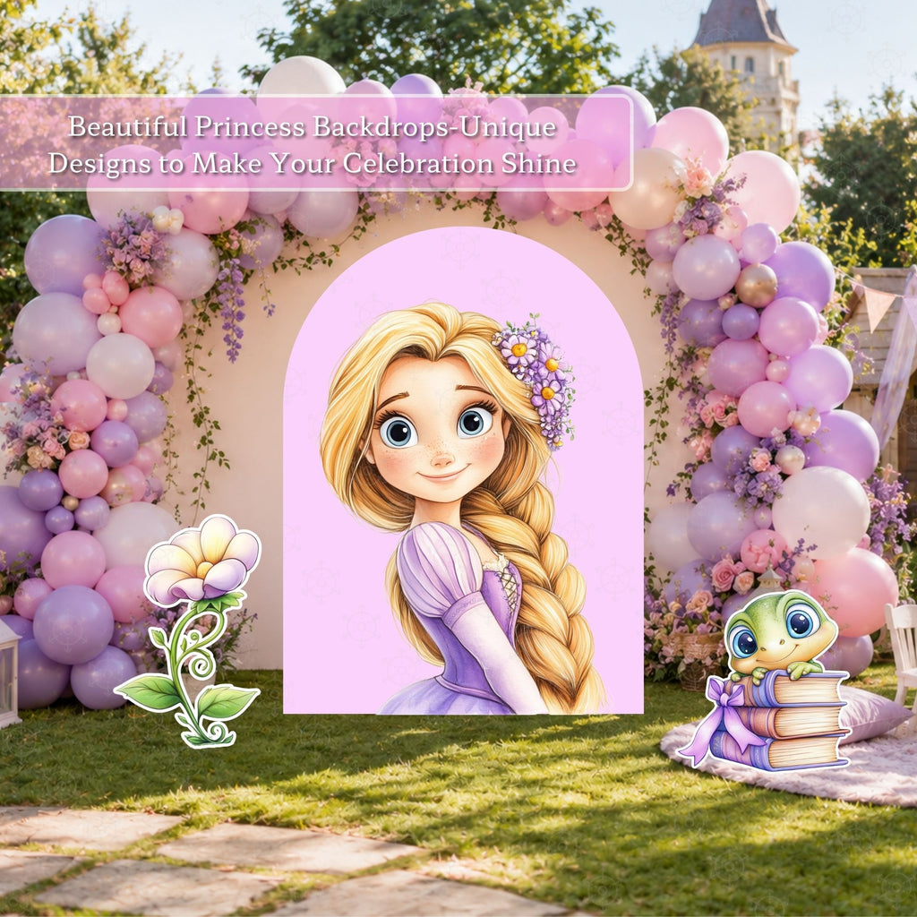 Custom Princess Party Backdrop Long Hair Princess Decoration