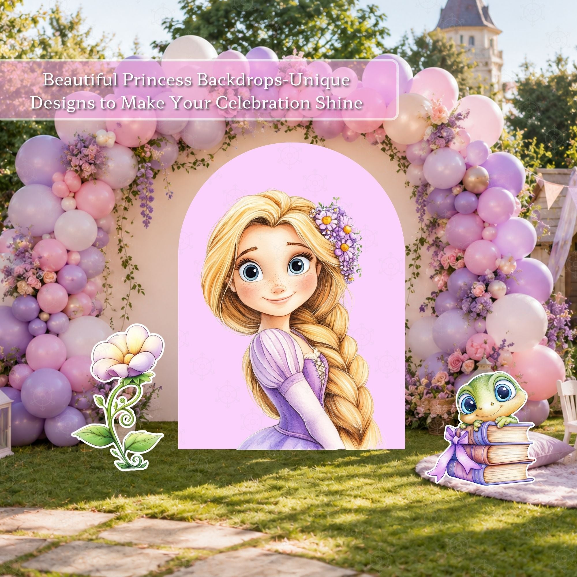 Custom Princess Party Backdrop Long Hair Princess Decoration